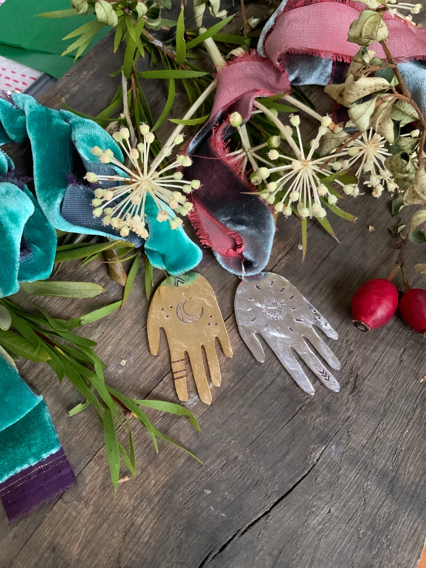 Hand Pendant on Velvet Ribbon