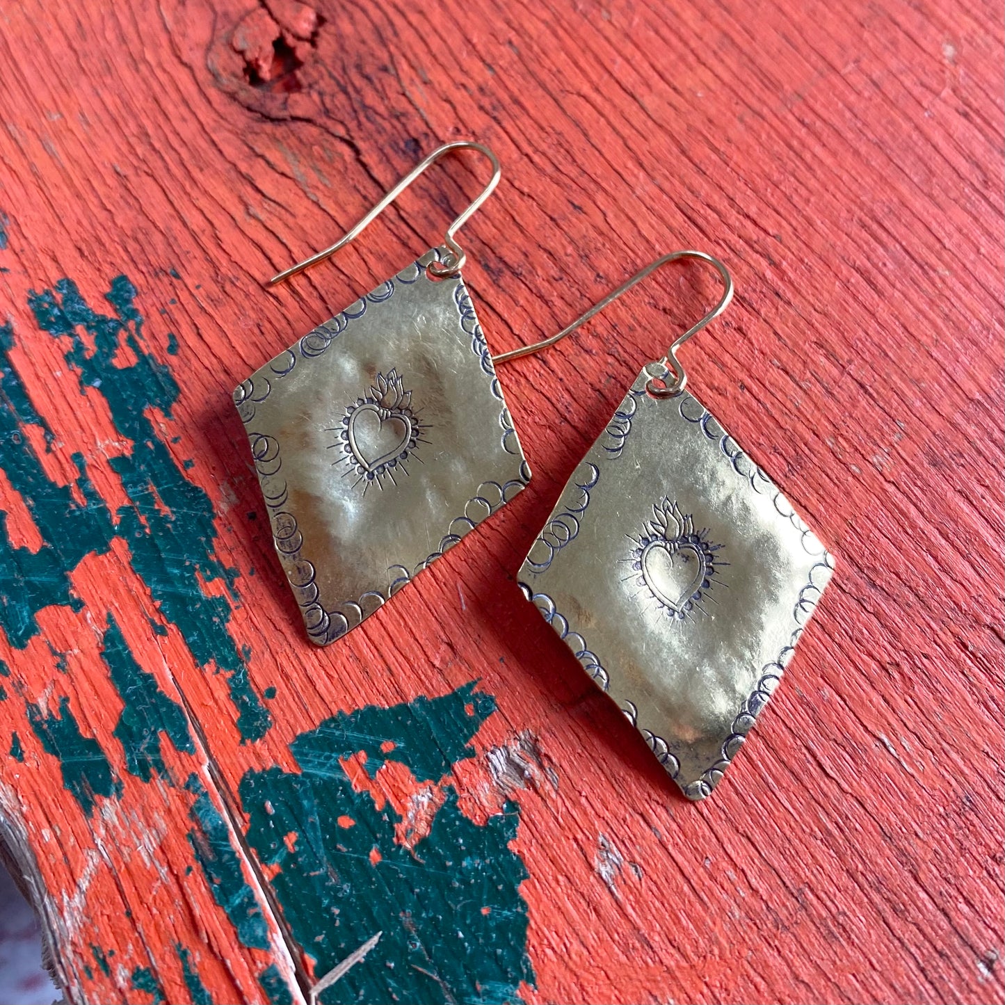 CORAZON Golden Brass Repoussé Earrings