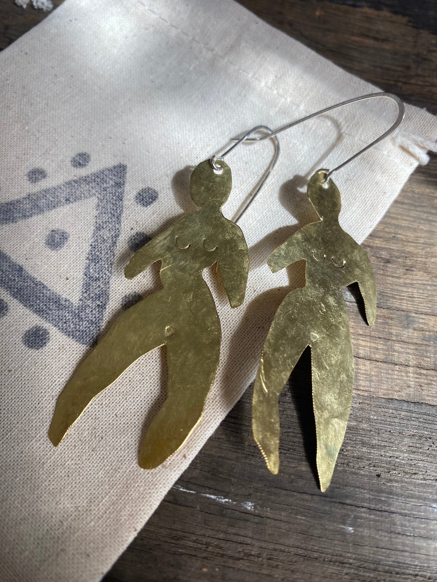 Merry Maidens Brass Statement Earrings