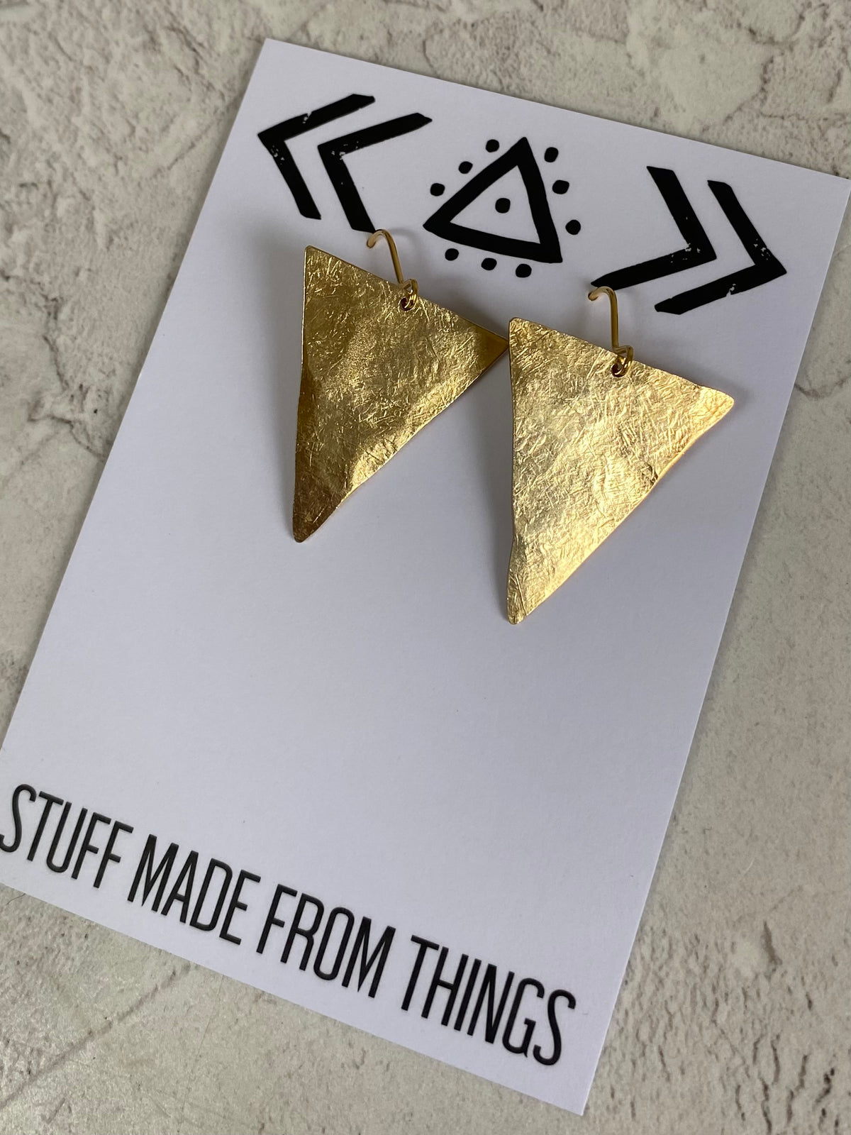 Isosceles Earrings in Raw Brass