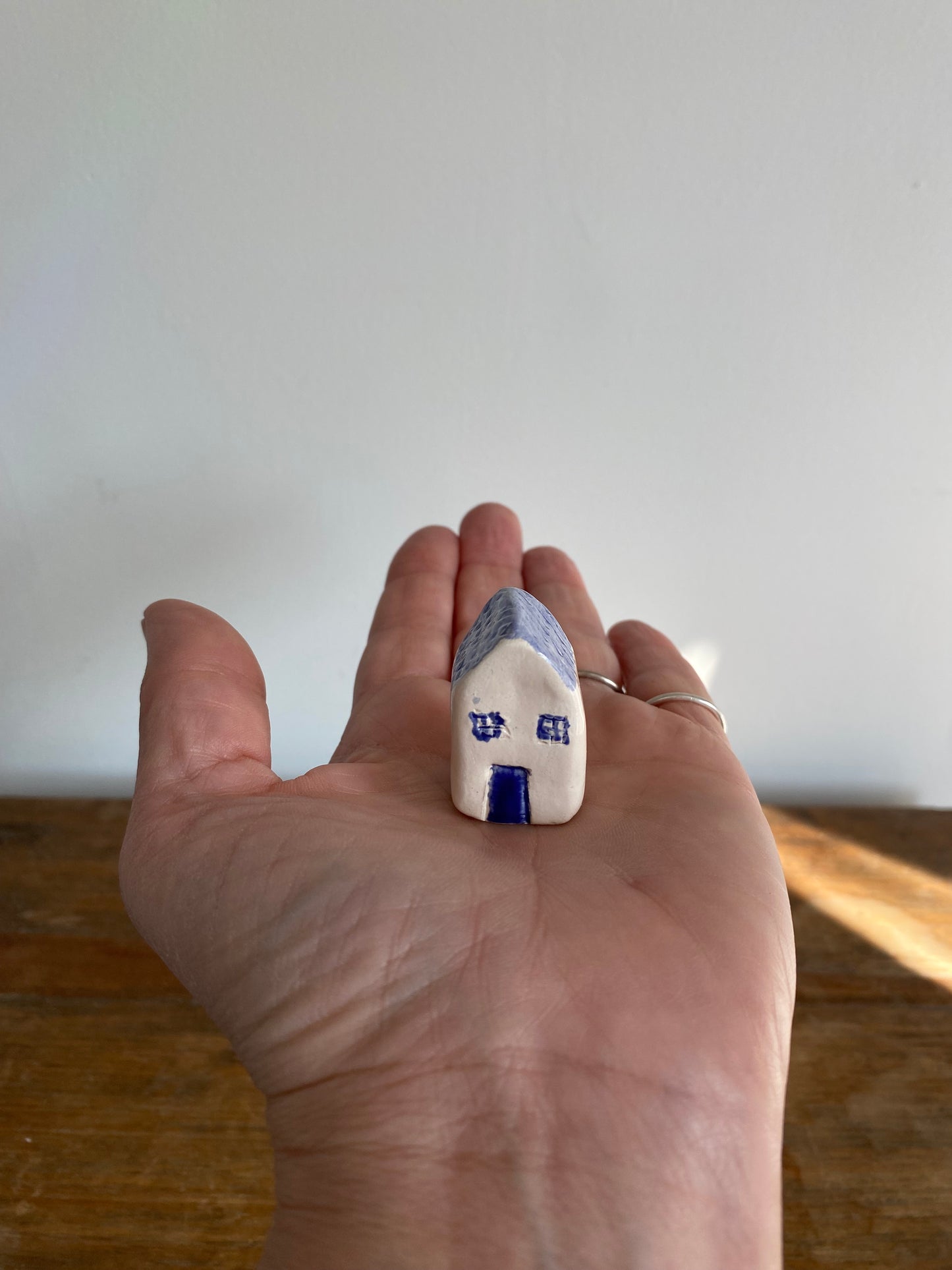 Tiny Wonky Ceramic House: Handmade Clay Village Shelf Decor