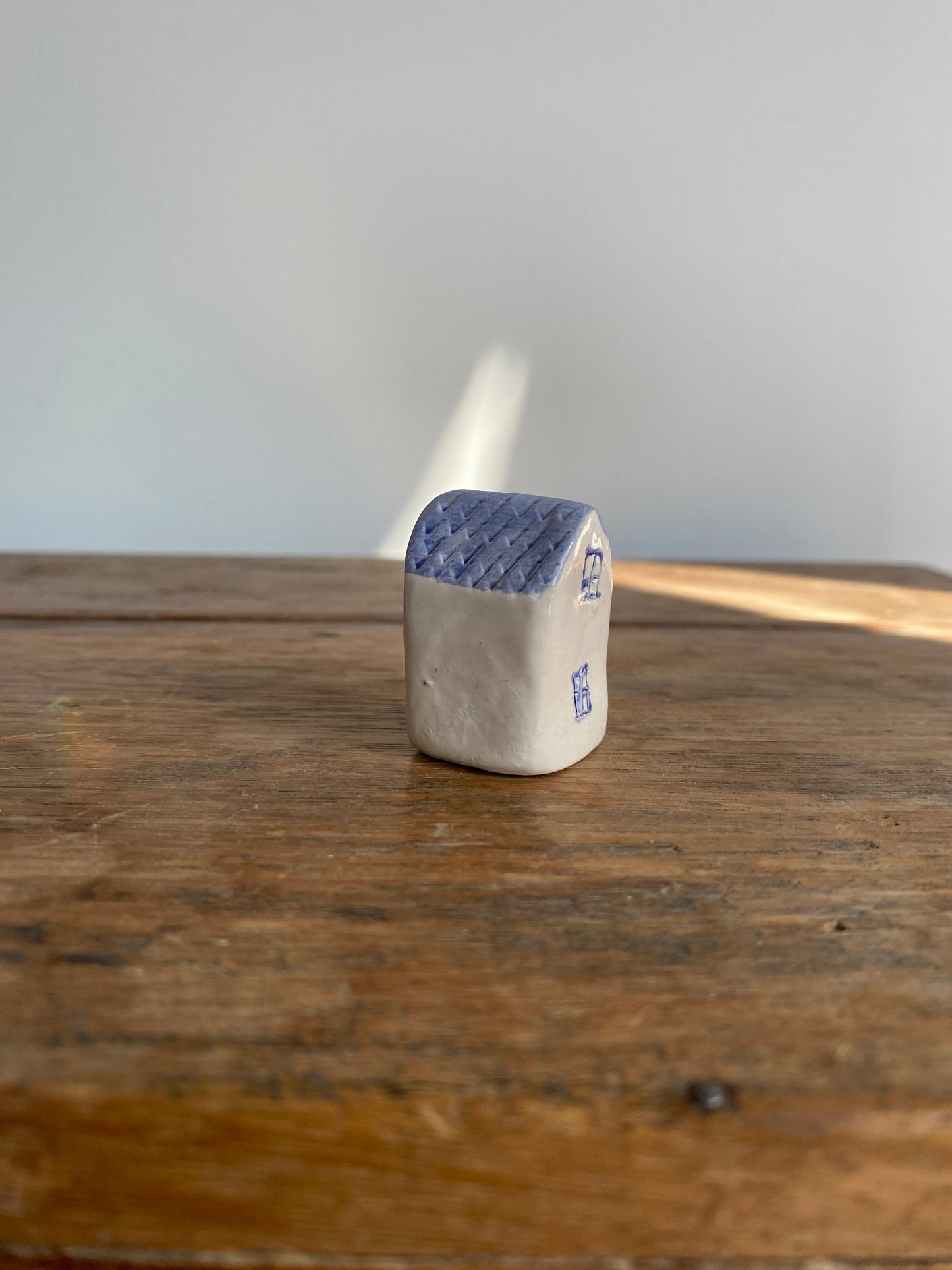 Tiny Wonky Ceramic House: Handmade Clay Village Shelf Decor