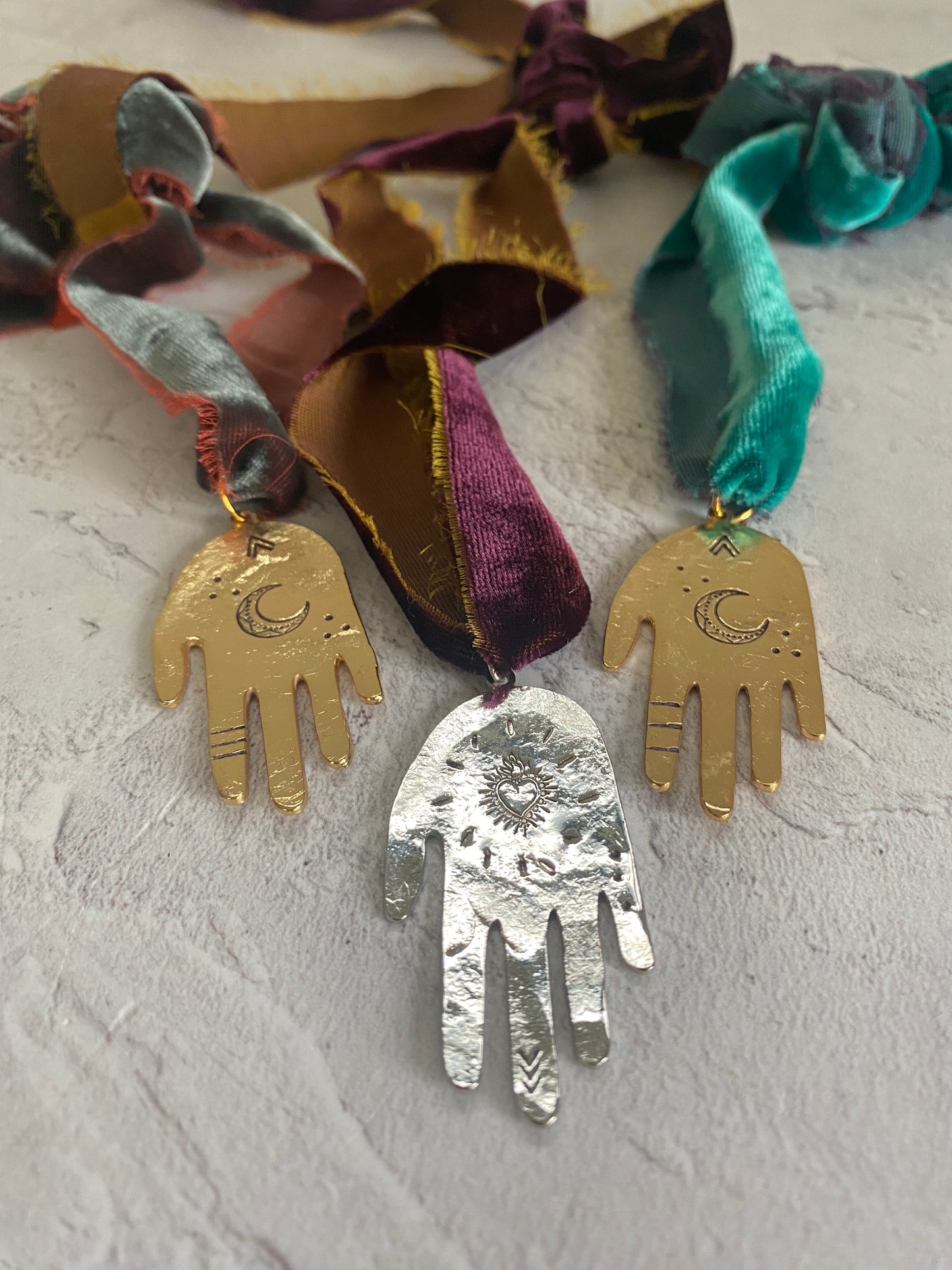 Hand Pendant on Velvet Ribbon