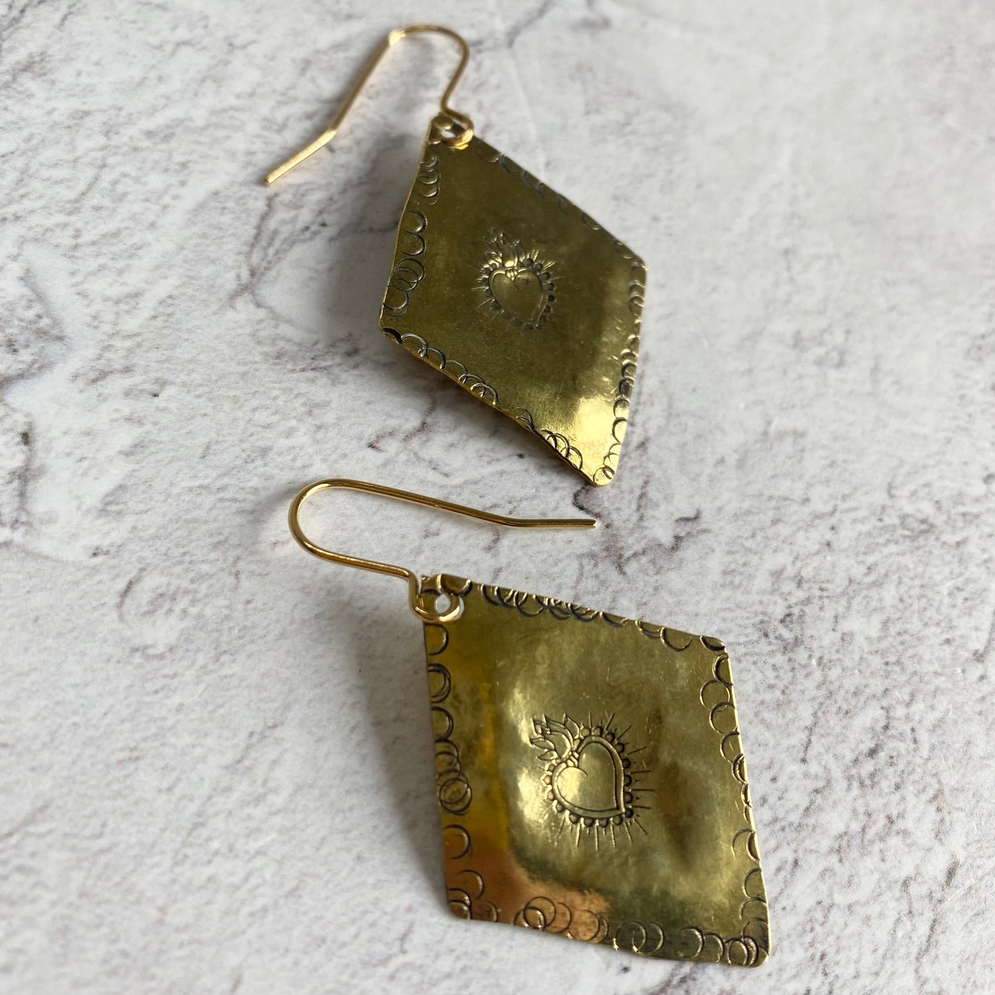 CORAZON Golden Brass Repoussé Earrings