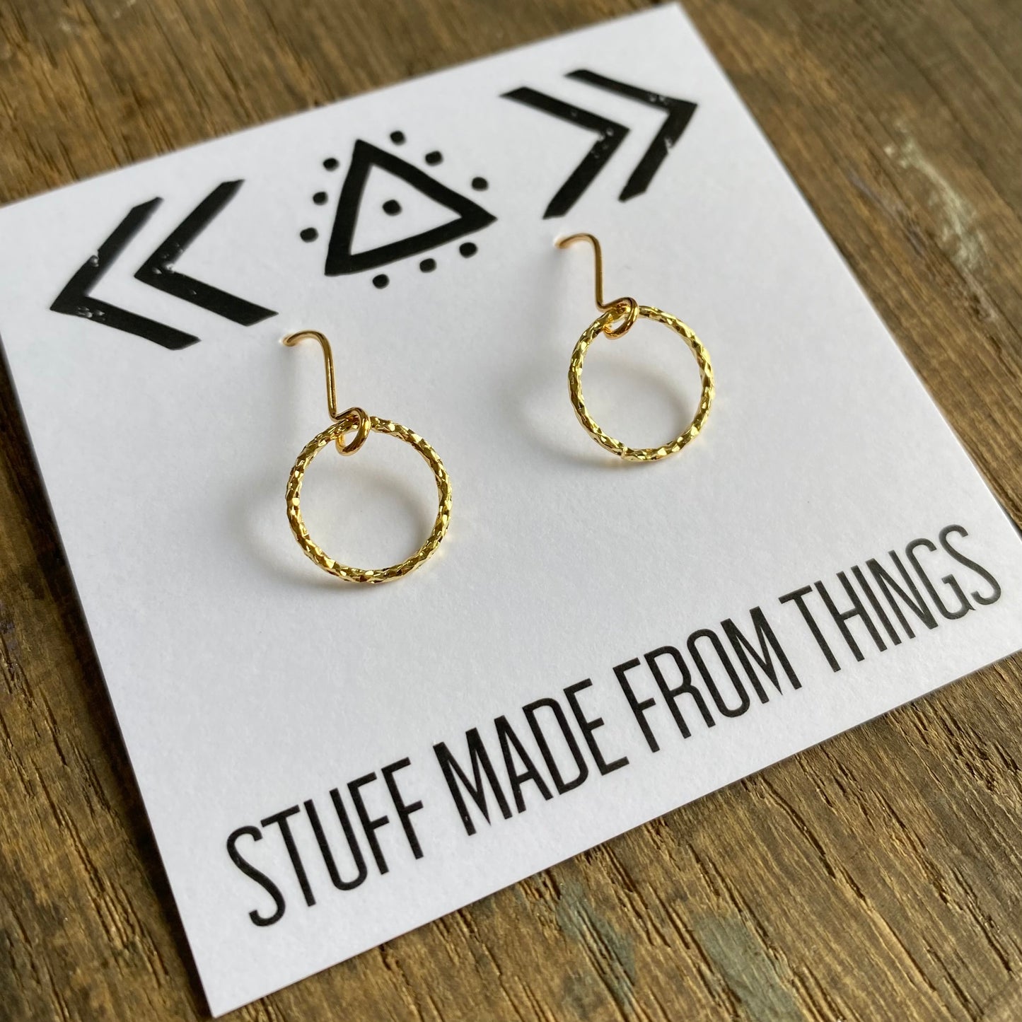 Tiny Golden Diamond Cut Hoops