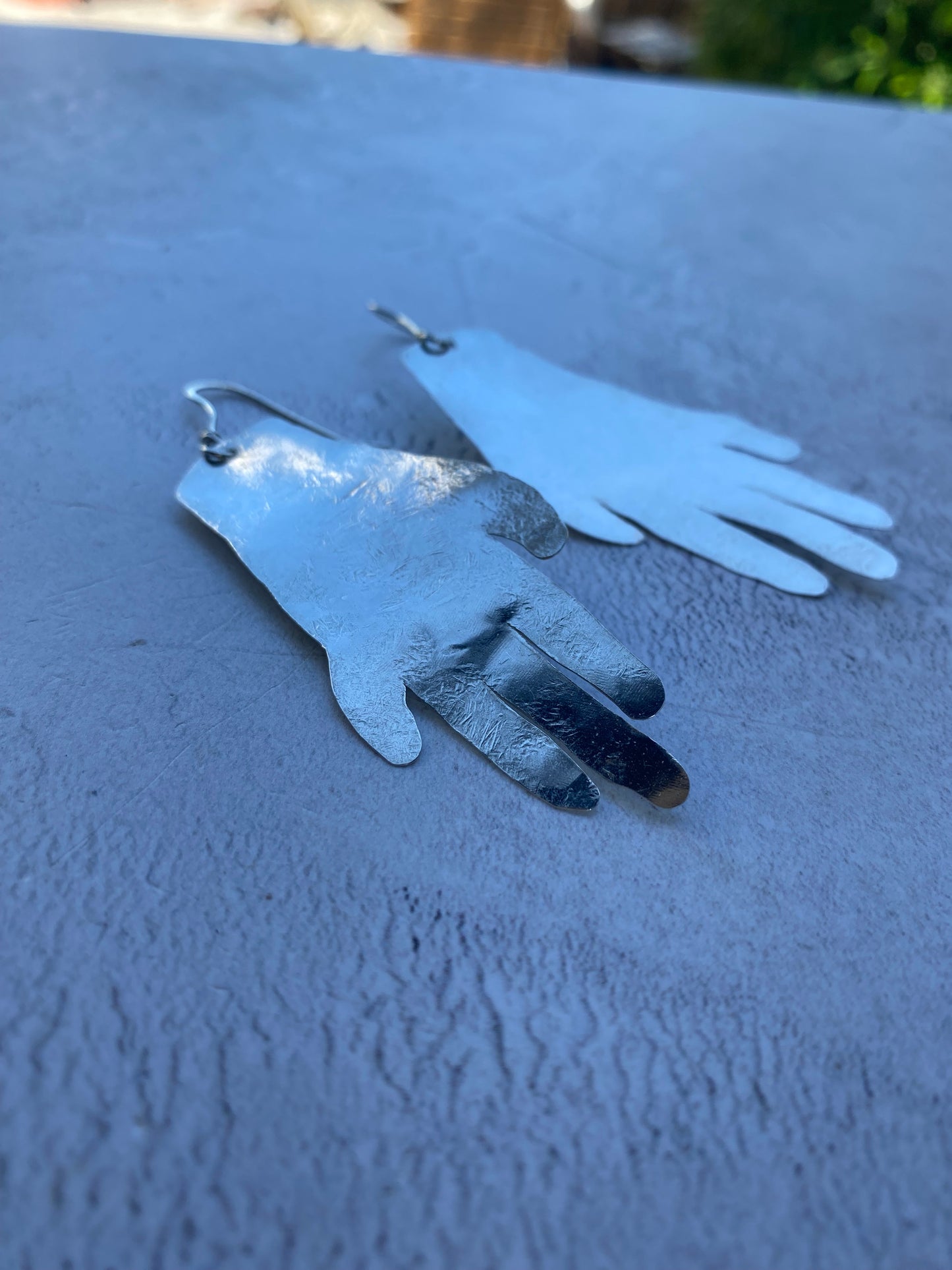 Recycled Sterling Silver Hands Statement Earrings