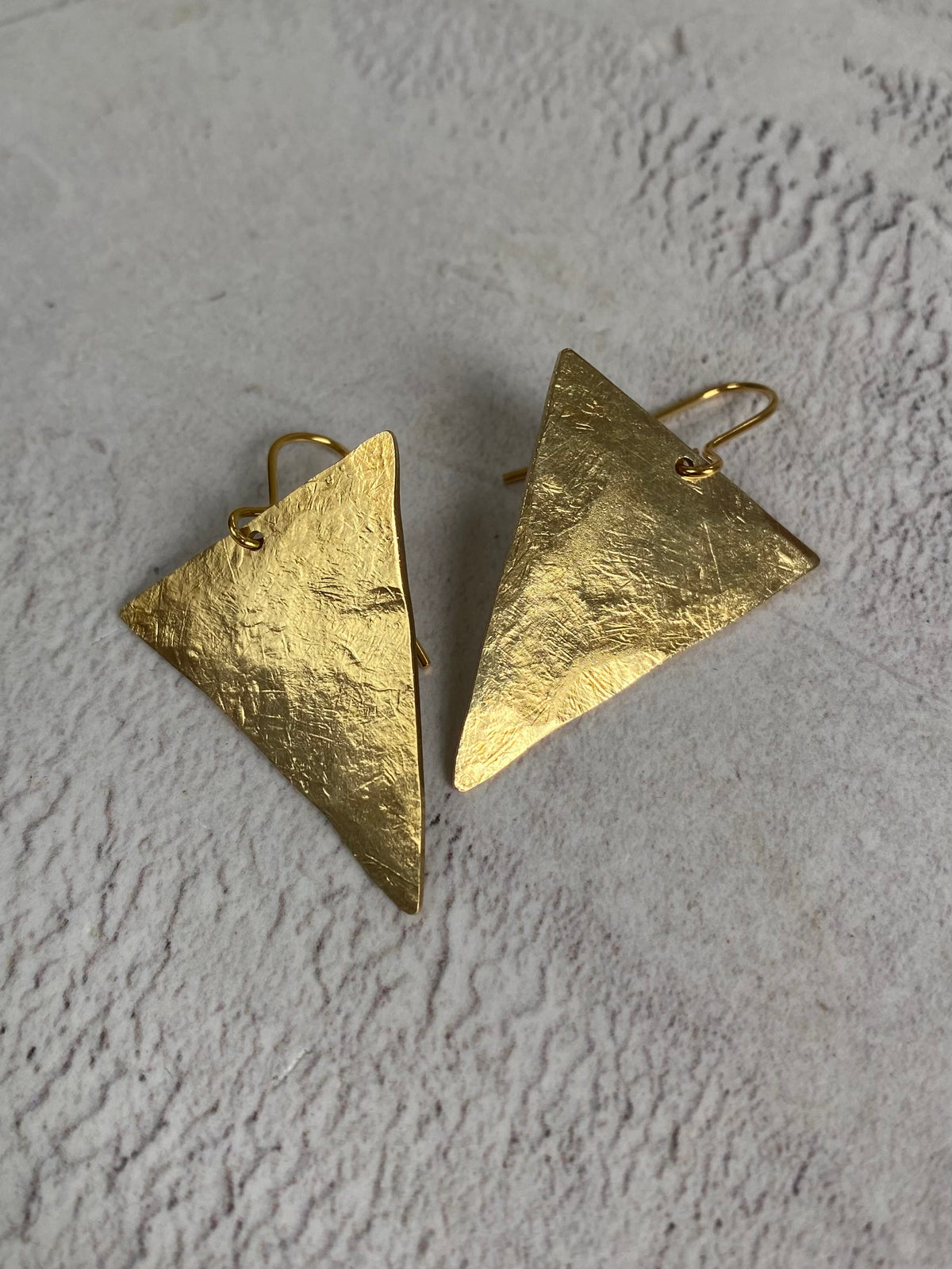 Isosceles Earrings in Raw Brass