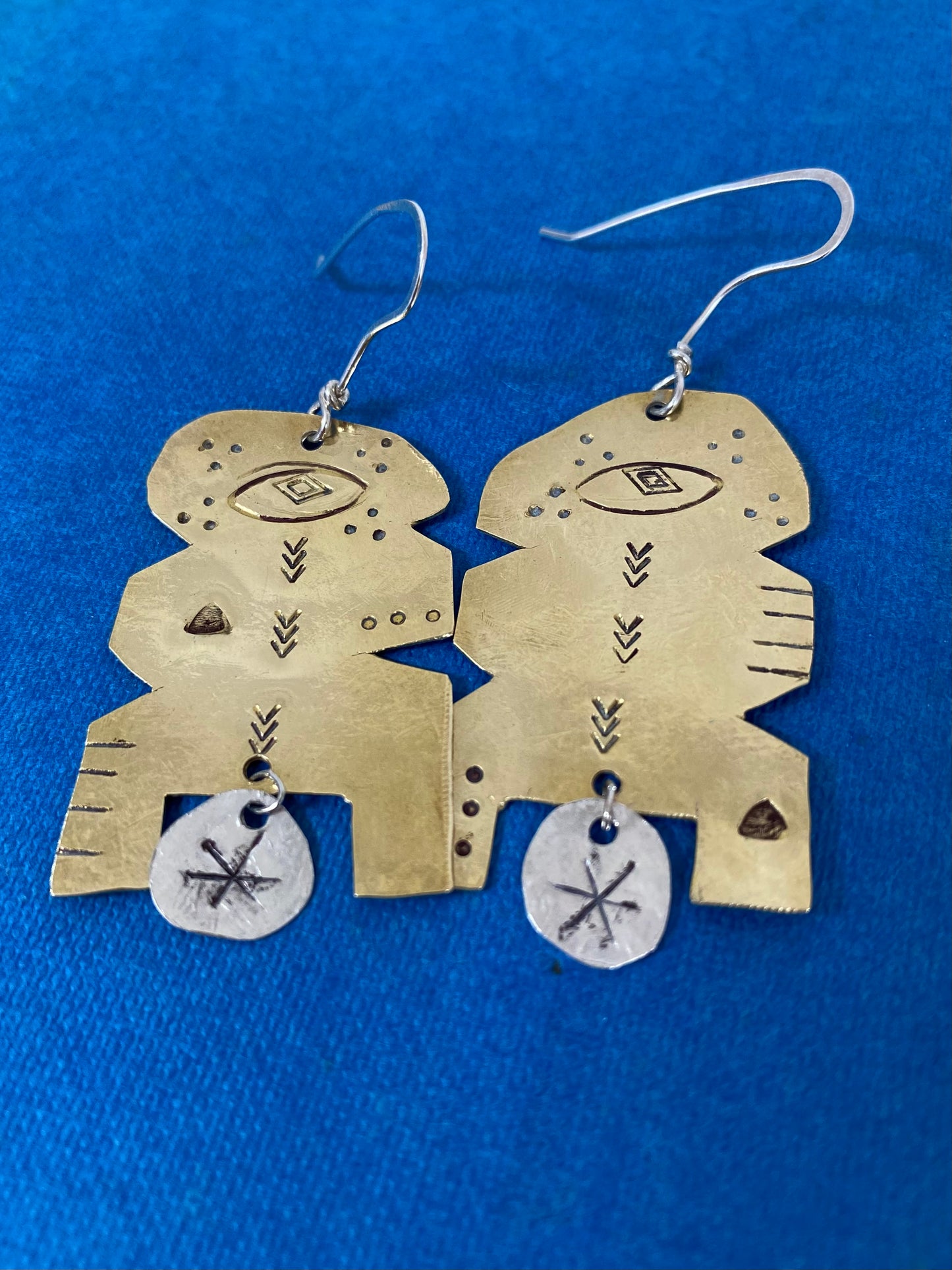 PRIMA Brass and Sterling Silver statement Earrings