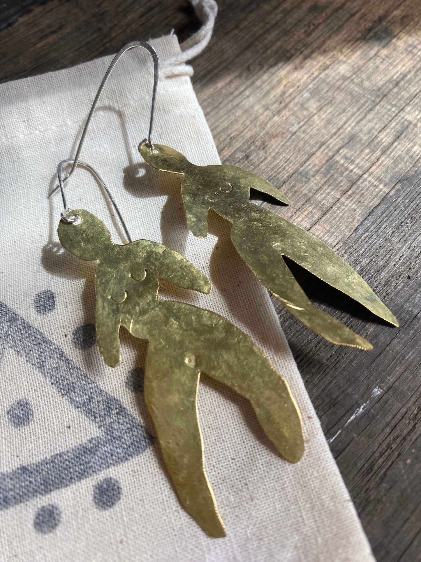 Merry Maidens Brass Statement Earrings