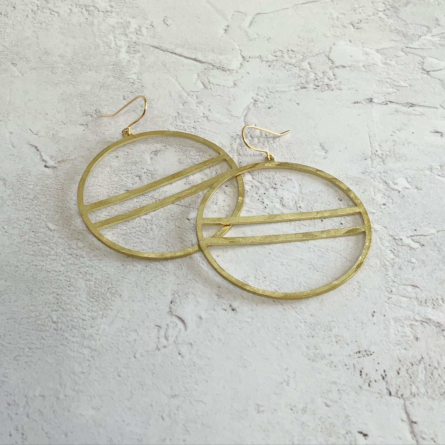 Big Hammered Brass Lined Hoops
