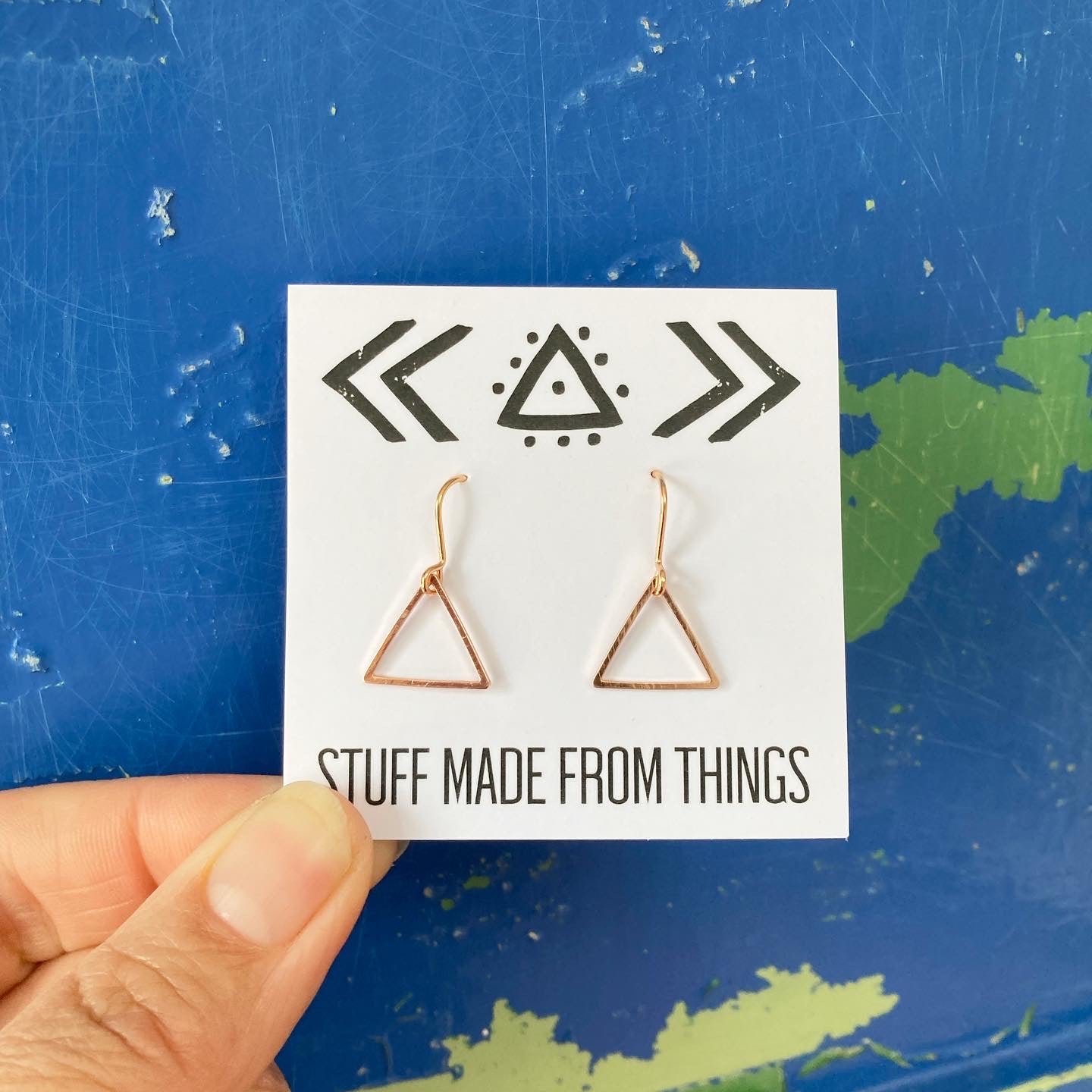 Tiny Rose Gold Plated Triangle Hoop Earrings