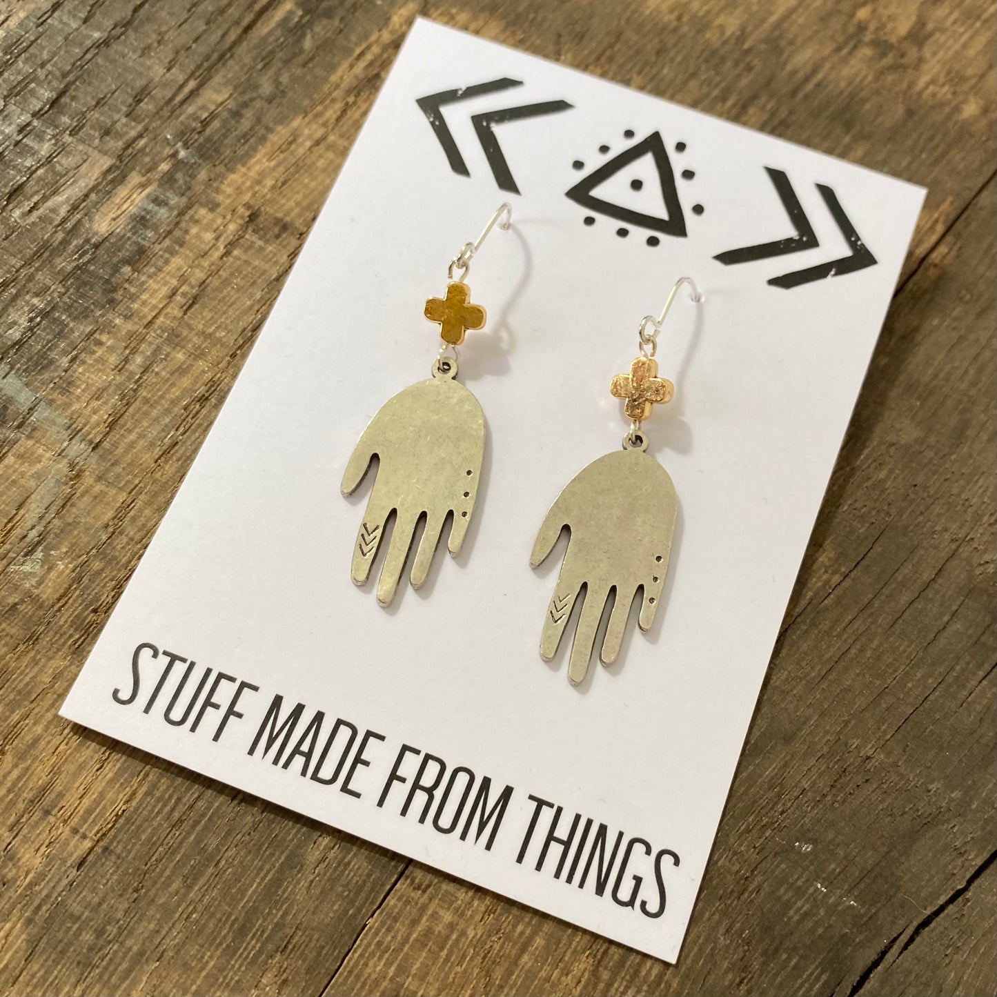 HEALING HANDS Hammered Silver plated earrings