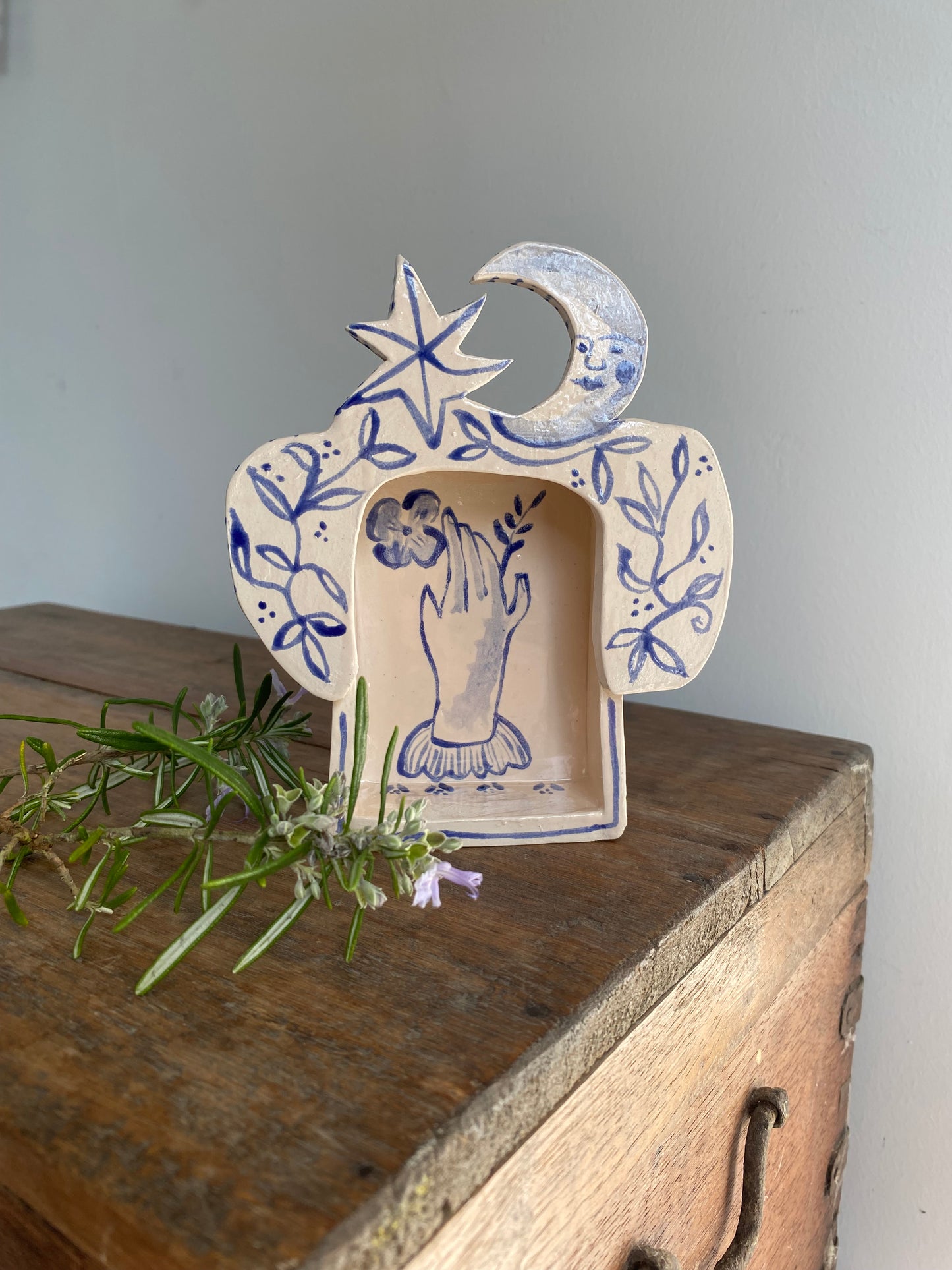 Little Altar - Temple - Ceramic Art - Object - Blue and White