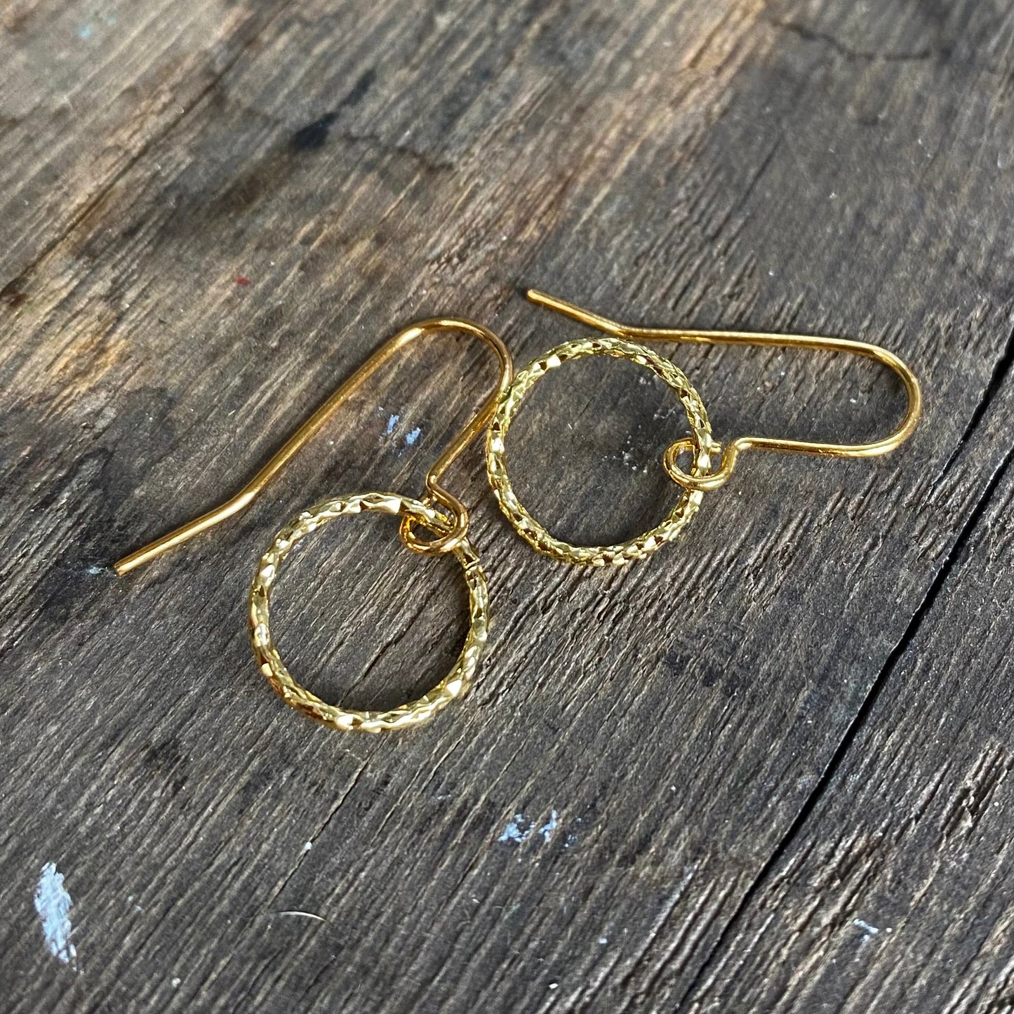 Tiny Golden Diamond Cut Hoops