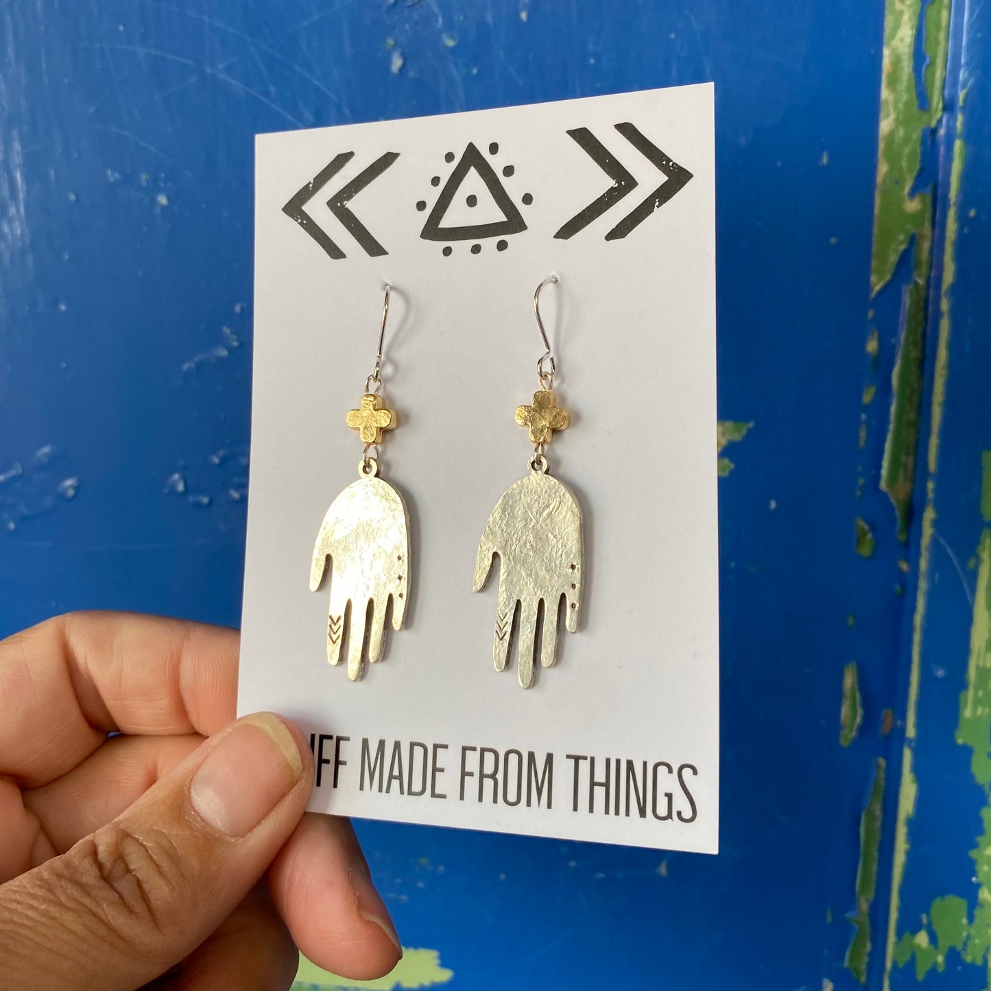 HEALING HANDS Hammered Silver plated earrings