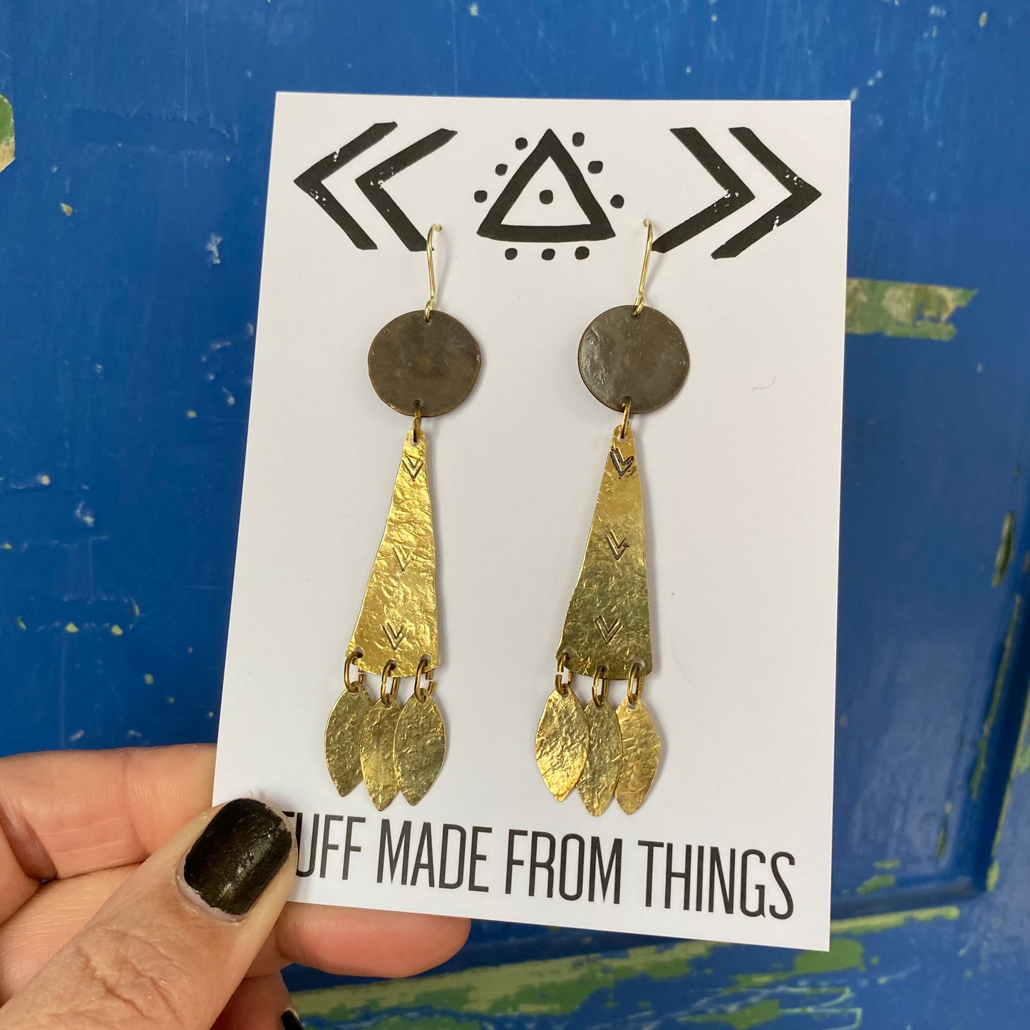 Long Statement Brass Earrings