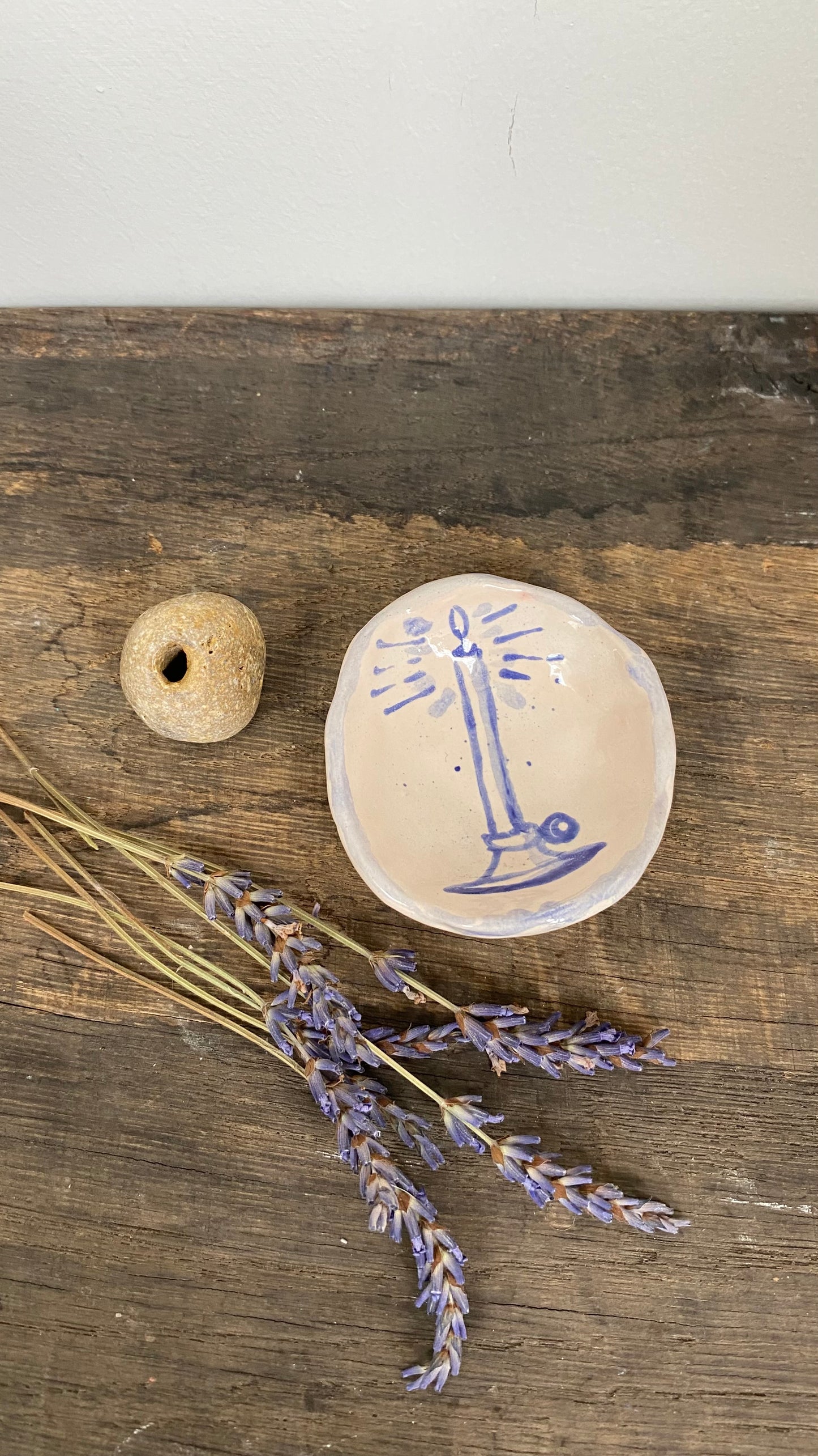 Ceramic Trinket Dish - Decorative Bowl - Ring Dish - Illustration - Candle - Delft Inspired