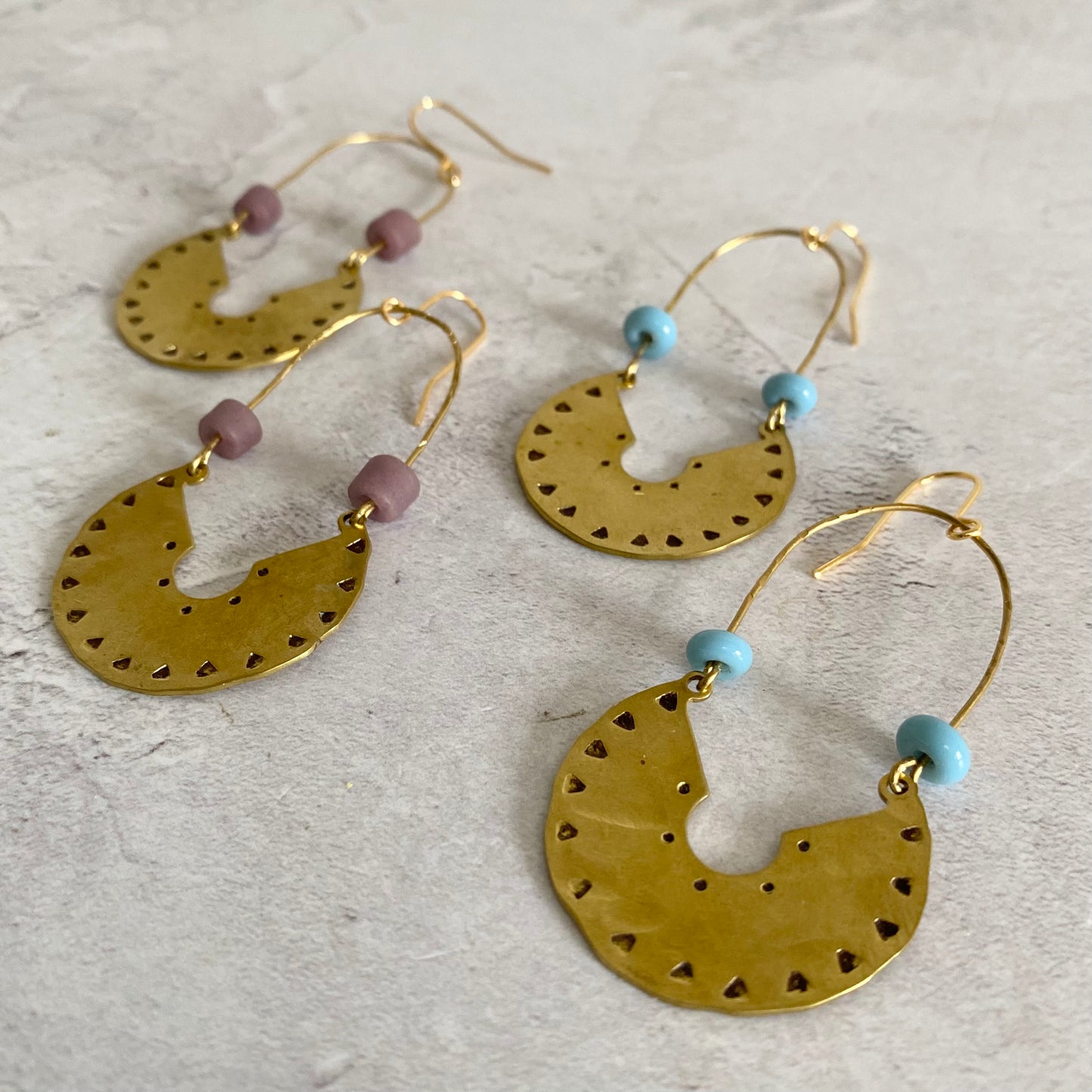 ADELITA Brass Statement Beaded Earrings