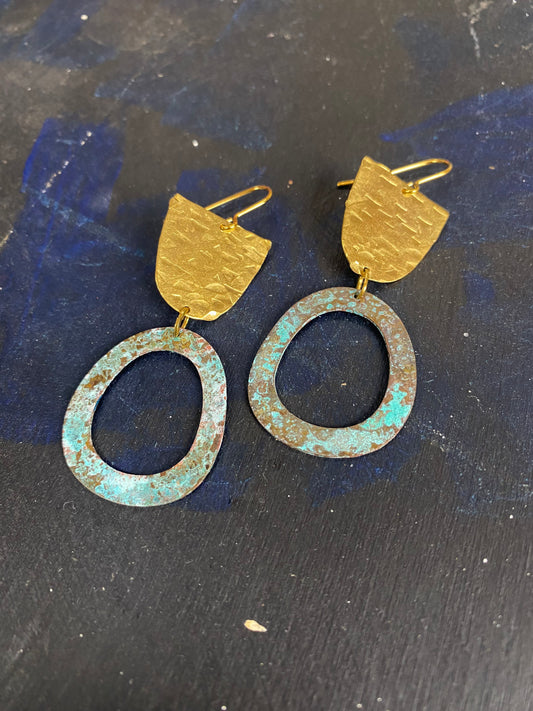 HEPWORTH Patinated Brass Earrings