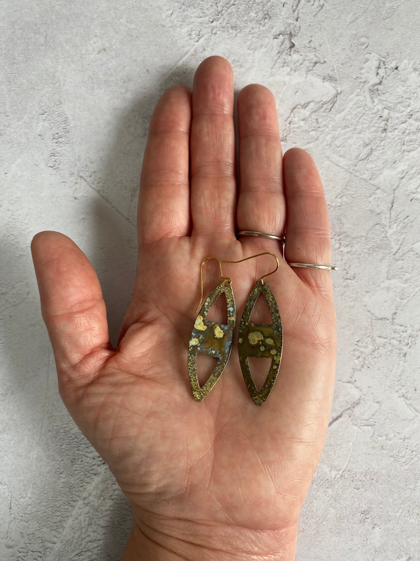 SKATHOW Patinated Brass Earrings