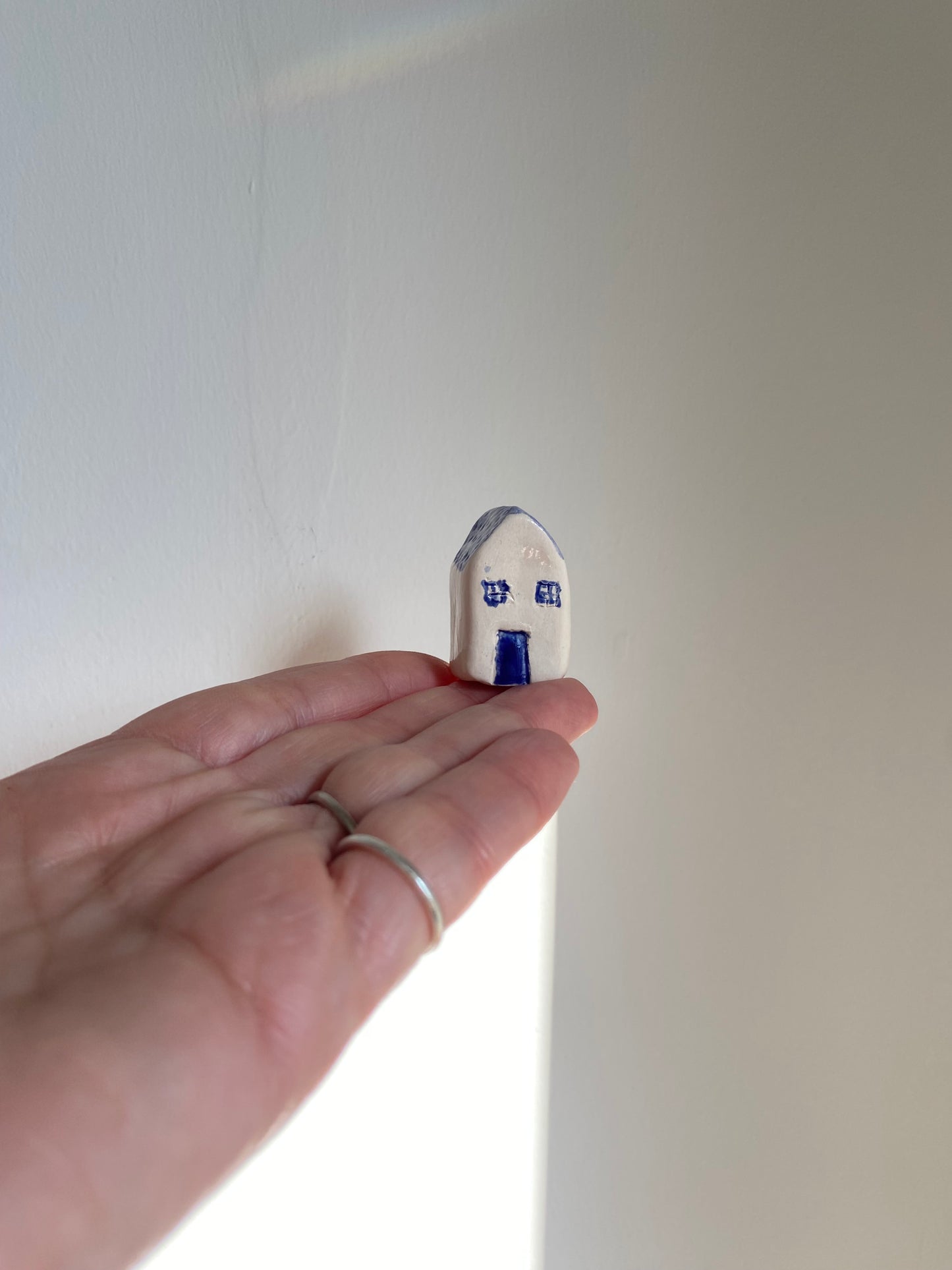Tiny Wonky Ceramic House: Handmade Clay Village Shelf Decor
