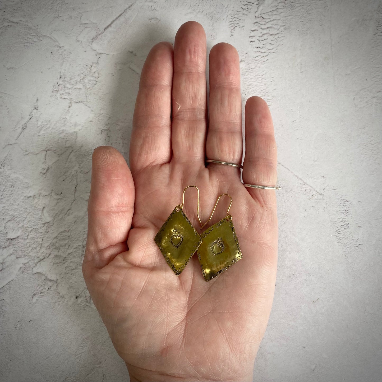 CORAZON Golden Brass Repoussé Earrings