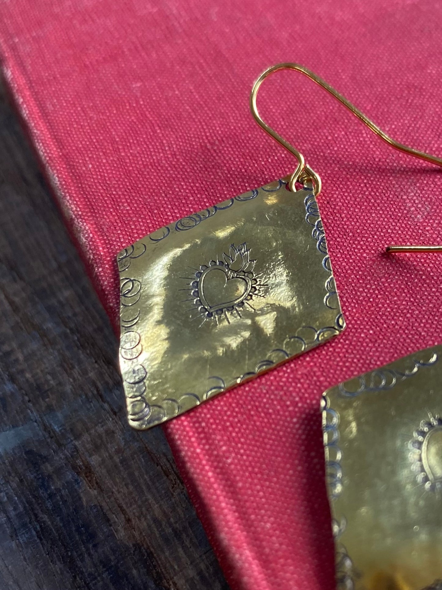 CORAZON Golden Brass Repoussé Earrings