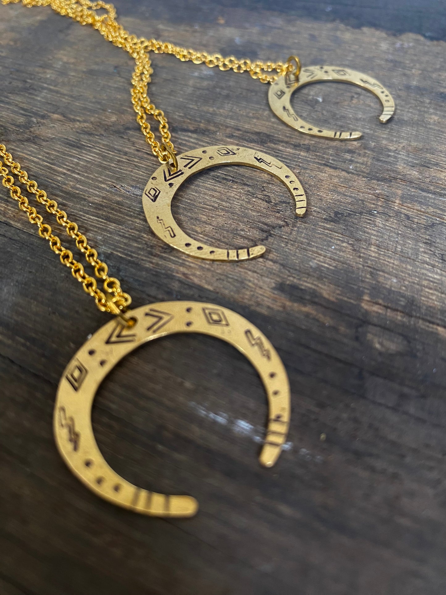 VENUS Moon Raw Brass Necklace