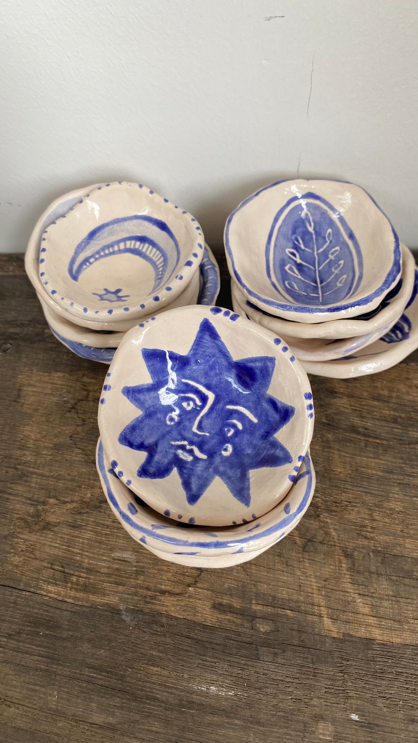 Ceramic Trinket Dish - Decorative Bowl - Ring Dish - Figure - Illustration - Beltane- Delft Inspired