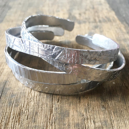 Hammered Silver Aluminium Cuff