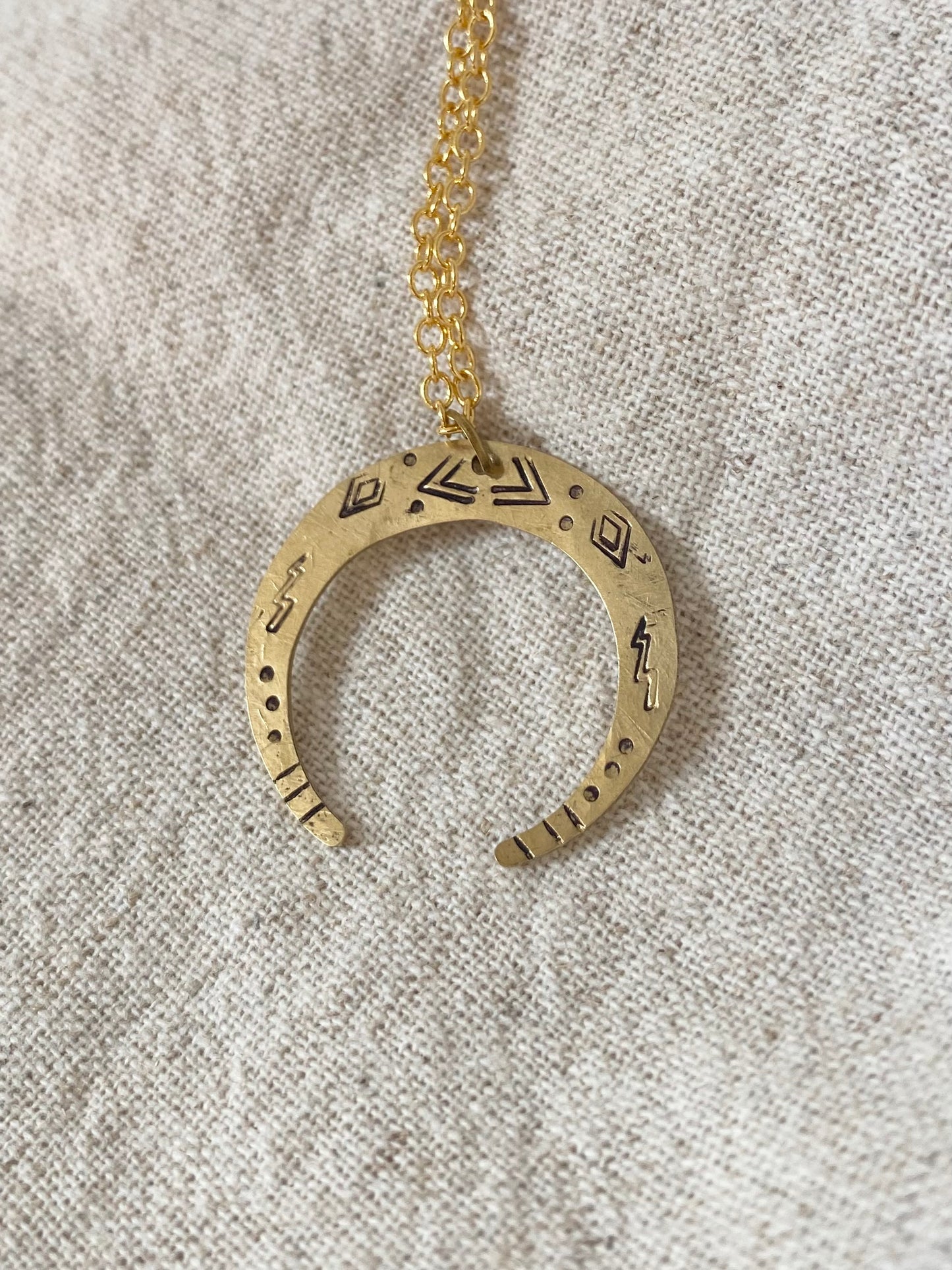 VENUS Moon Raw Brass Necklace