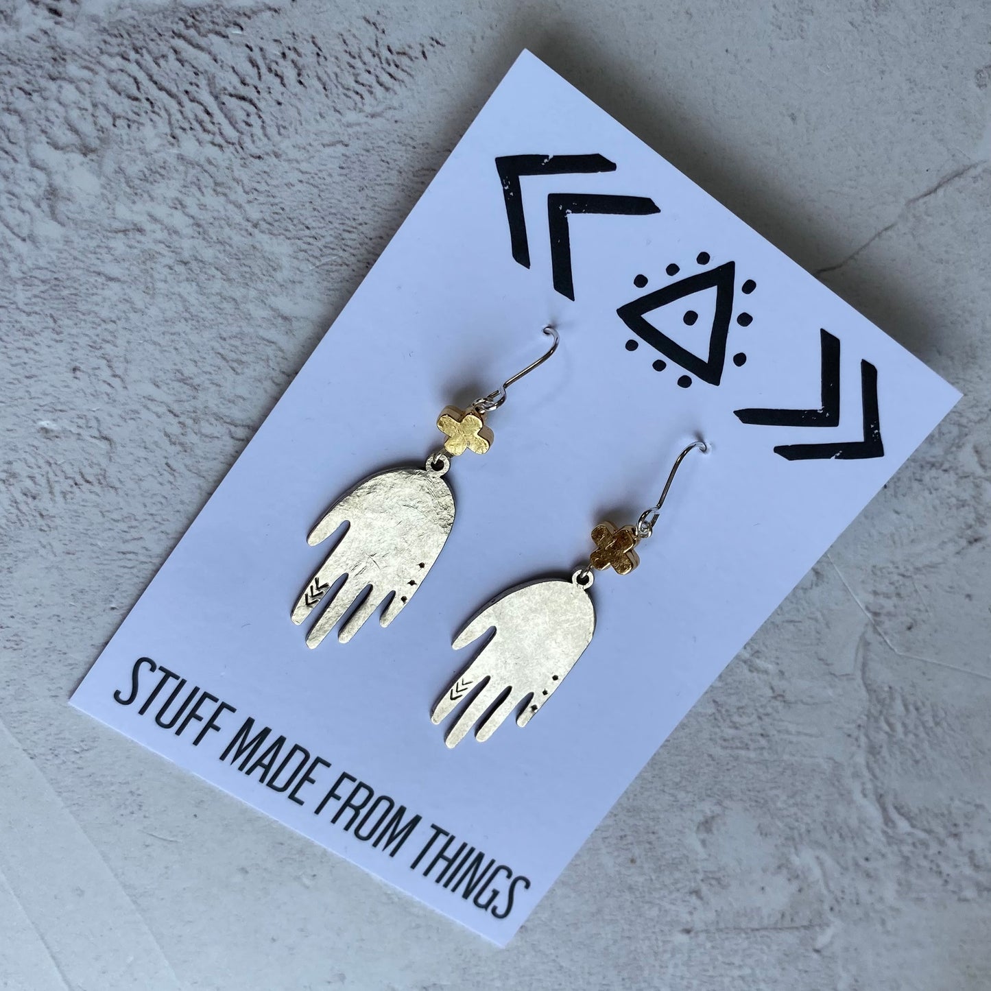 HEALING HANDS Hammered Silver plated earrings