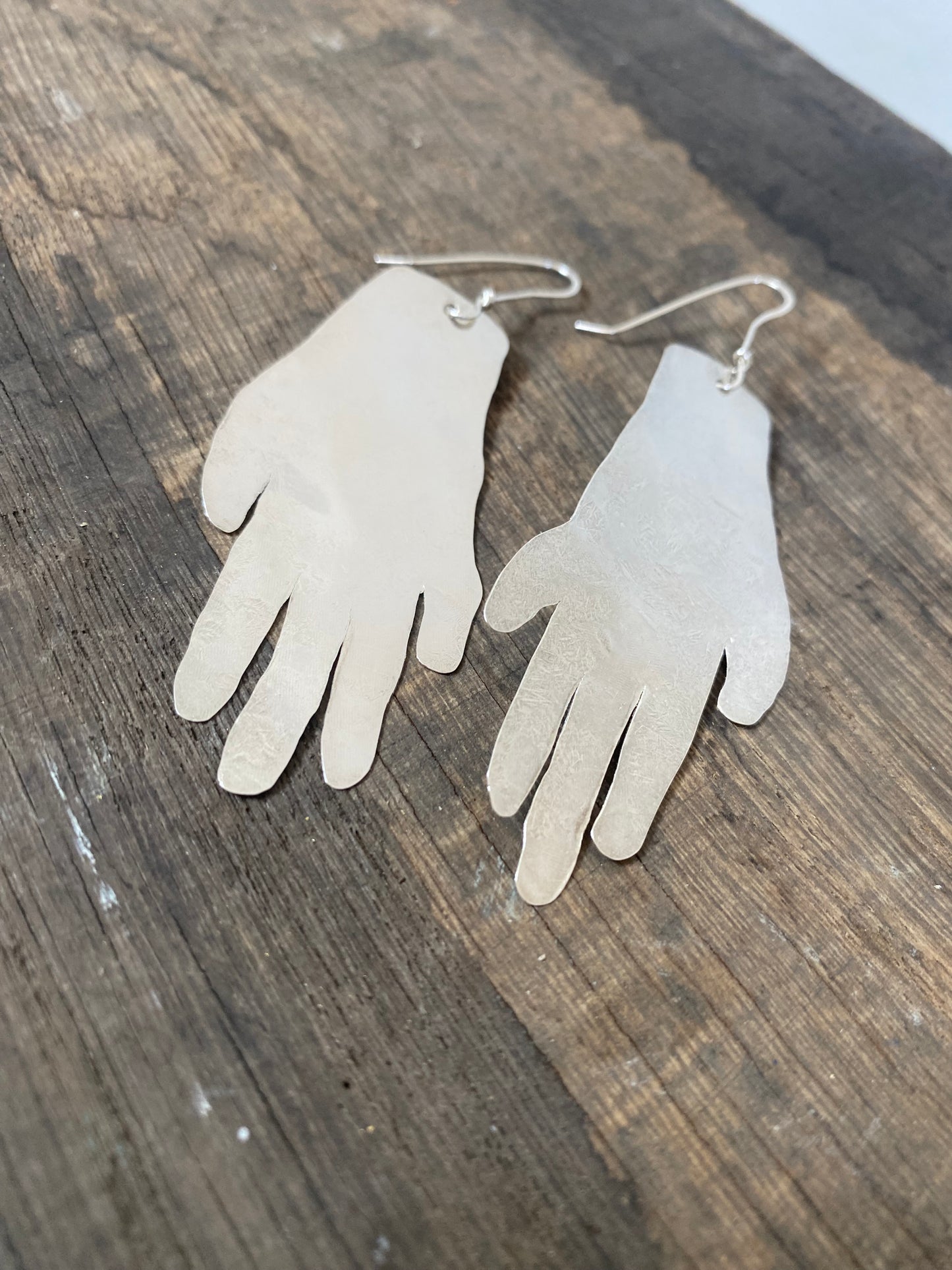 Recycled Sterling Silver Hands Statement Earrings