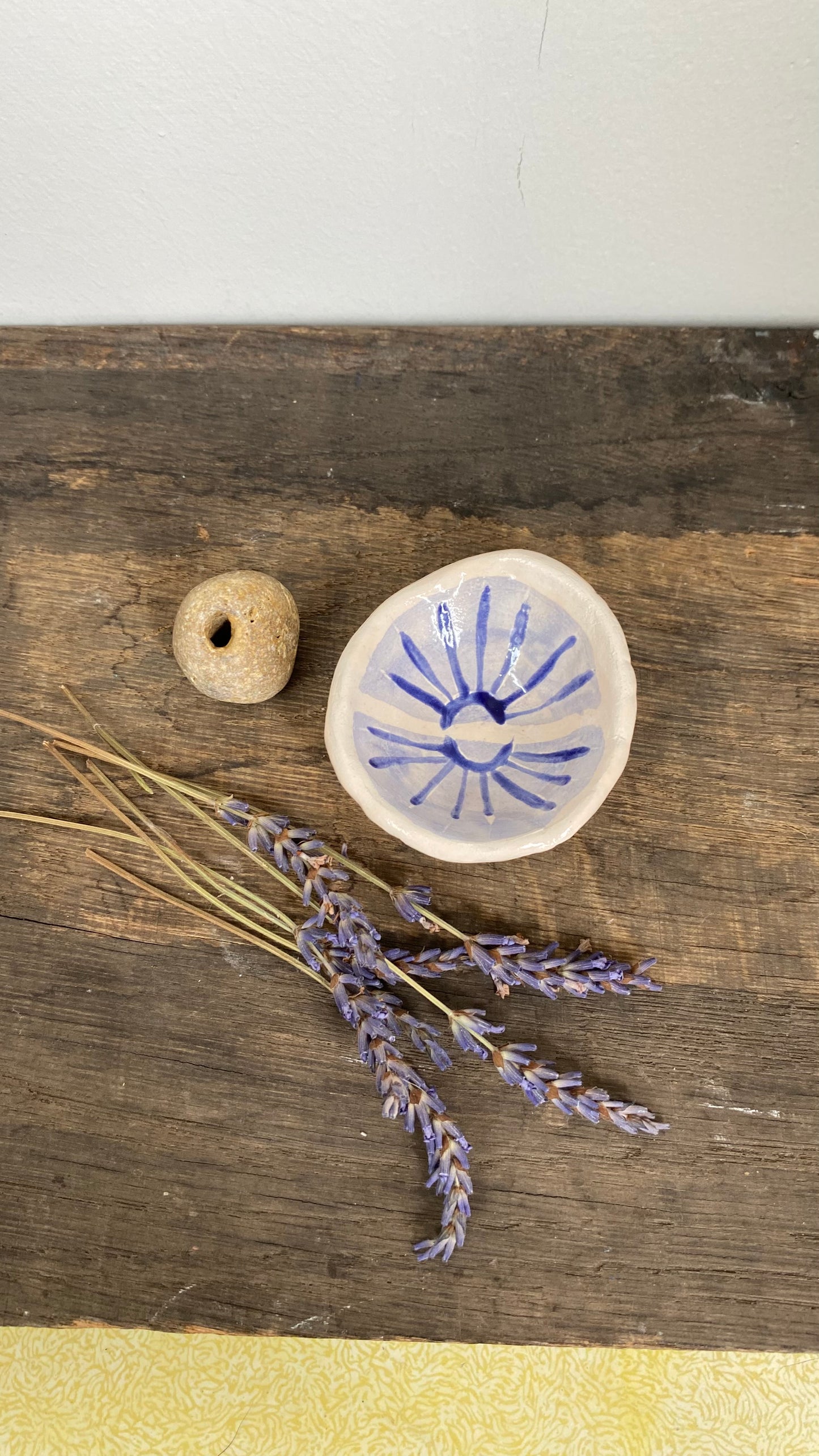 Ceramic Trinket Dish - Decorative Bowl - Ring Dish - Figure - Illustration - Beltane- Delft Inspired