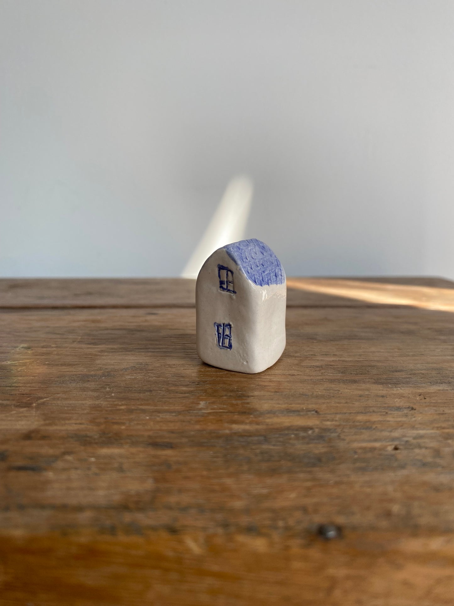 Tiny Wonky Ceramic House: Handmade Clay Village Shelf Decor