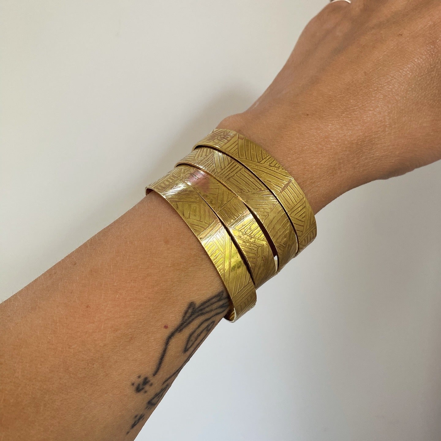 THREAD Etched Brass Cuff