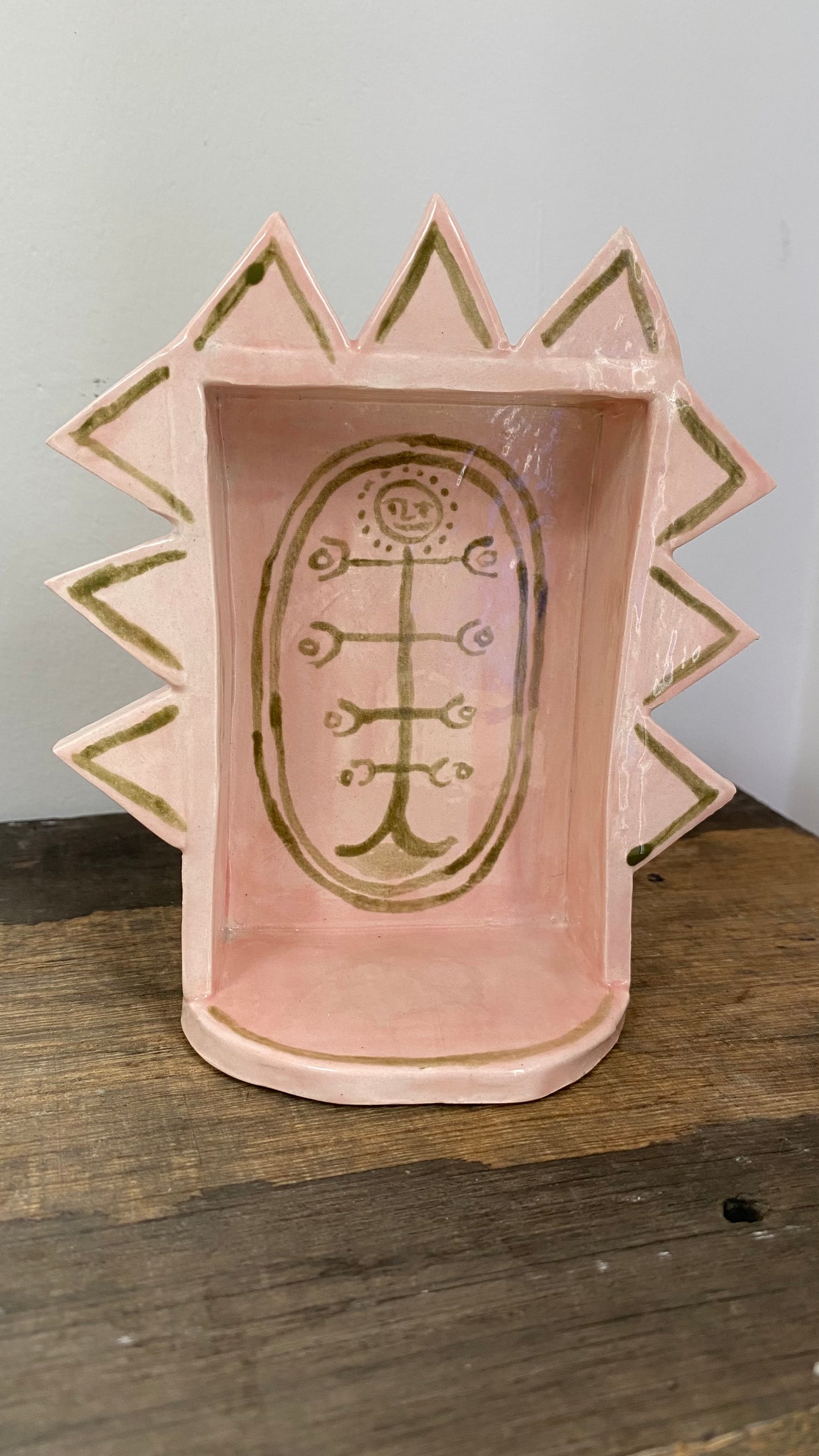 Little Altar - Temple - Ceramic Art - Object - Pink & Green