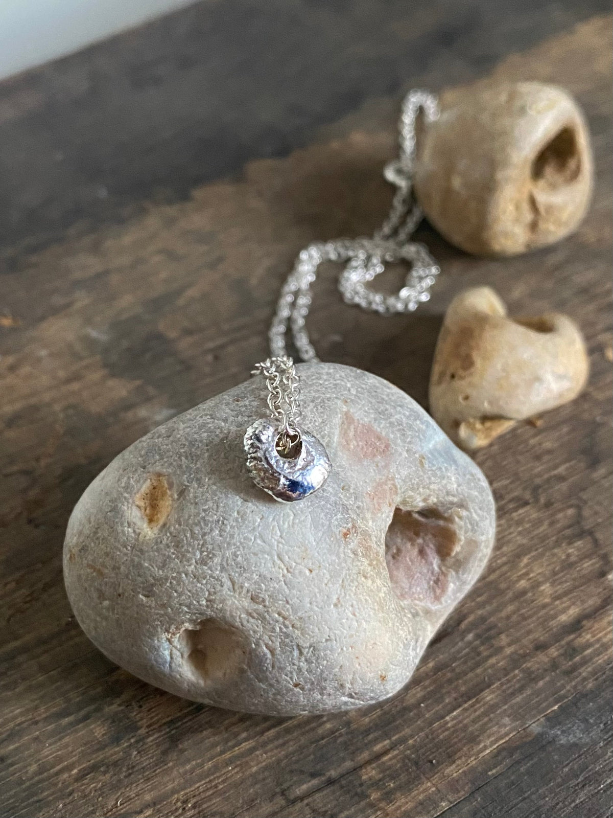 Hag Stone Recycled Sterling Silver Necklace