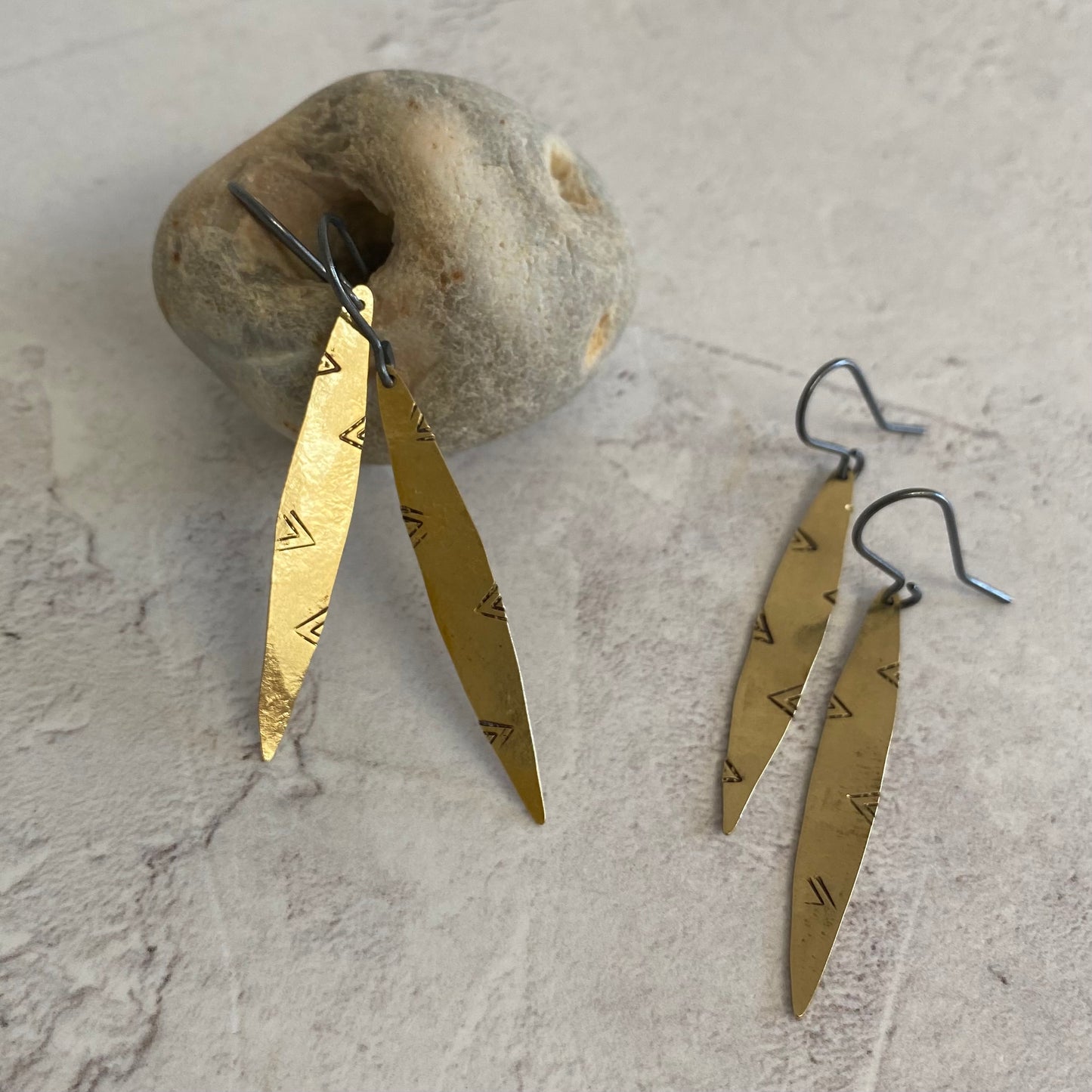 ELLIPSE Brass Hammered Earrings
