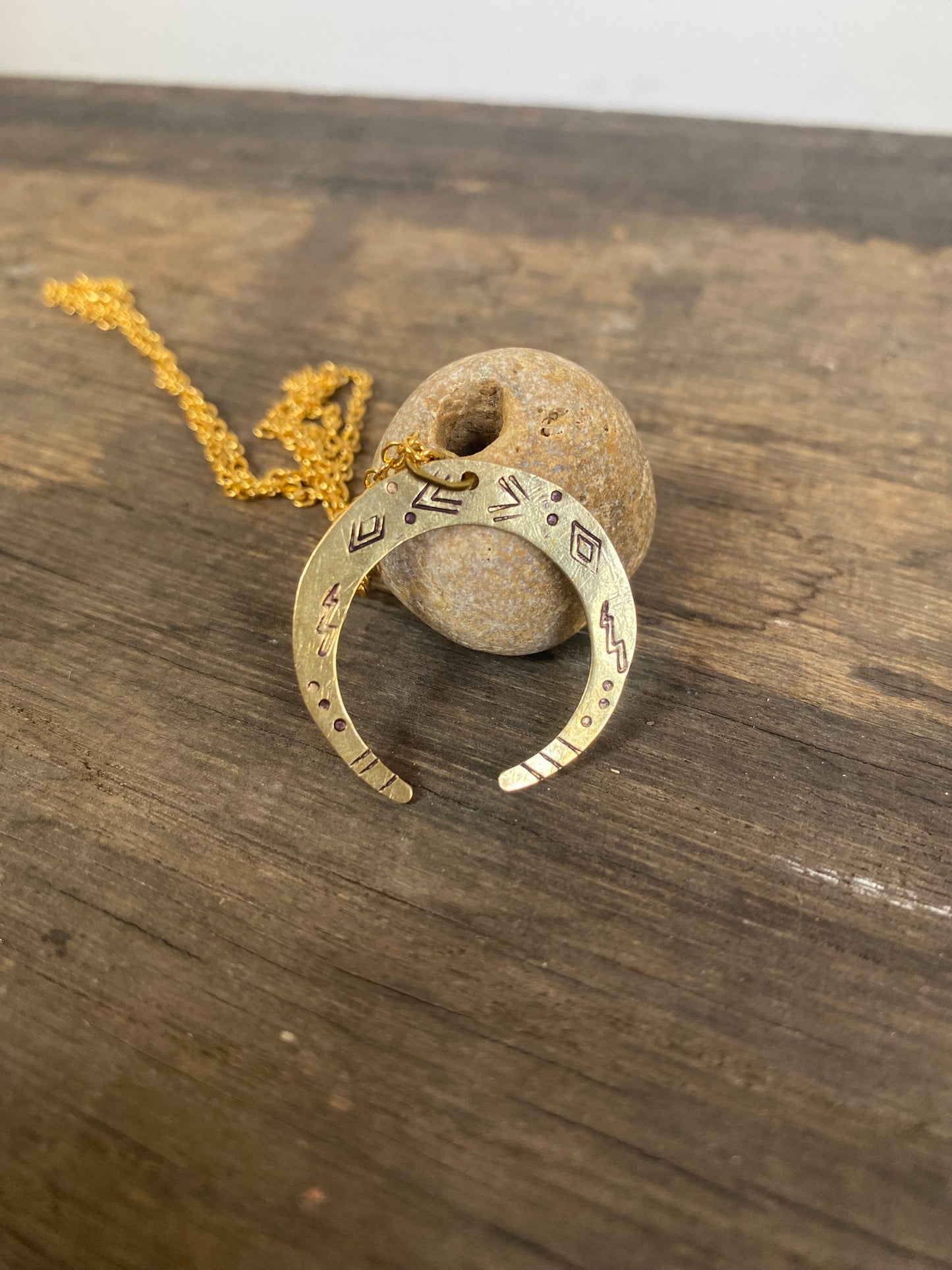 VENUS Moon Raw Brass Necklace