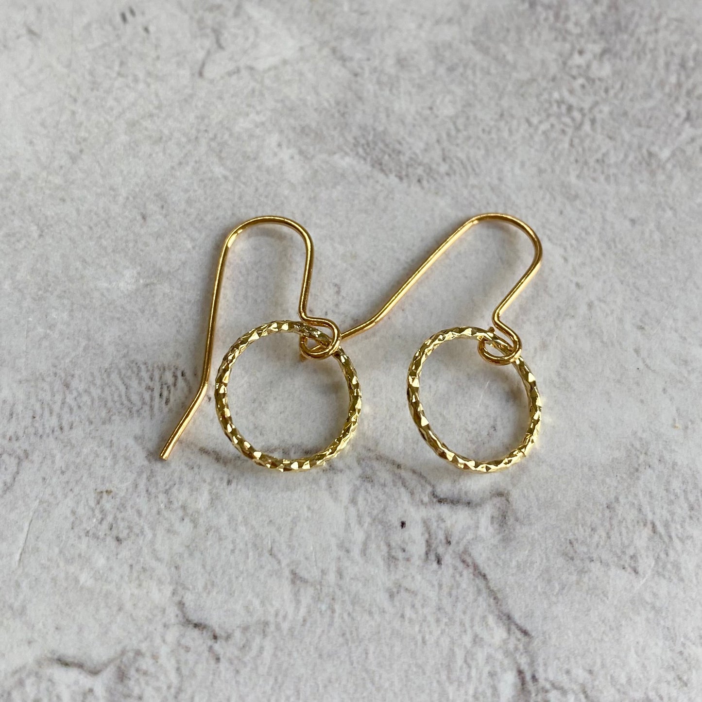 Tiny Golden Diamond Cut Hoops