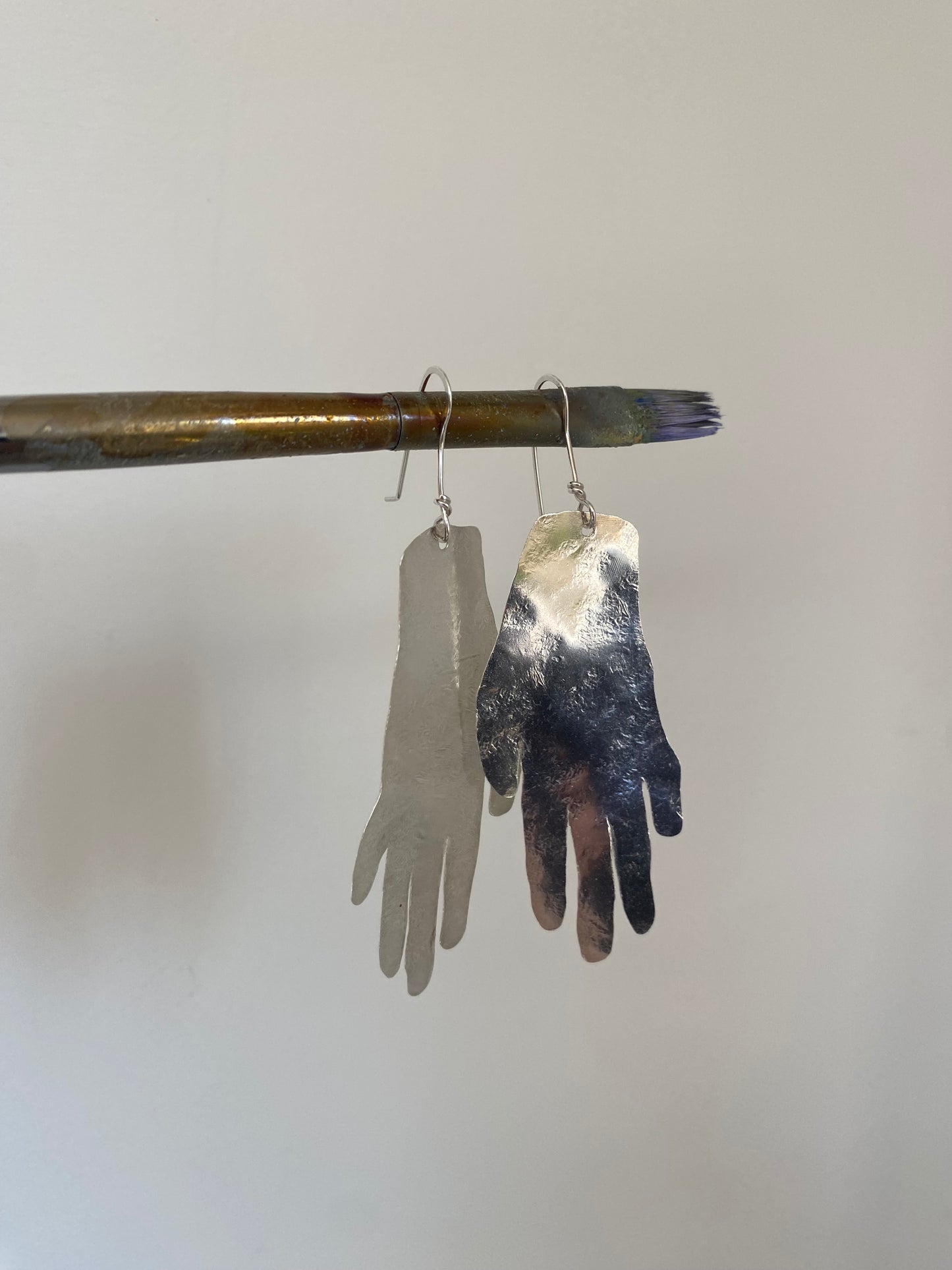 Recycled Sterling Silver Hands Statement Earrings