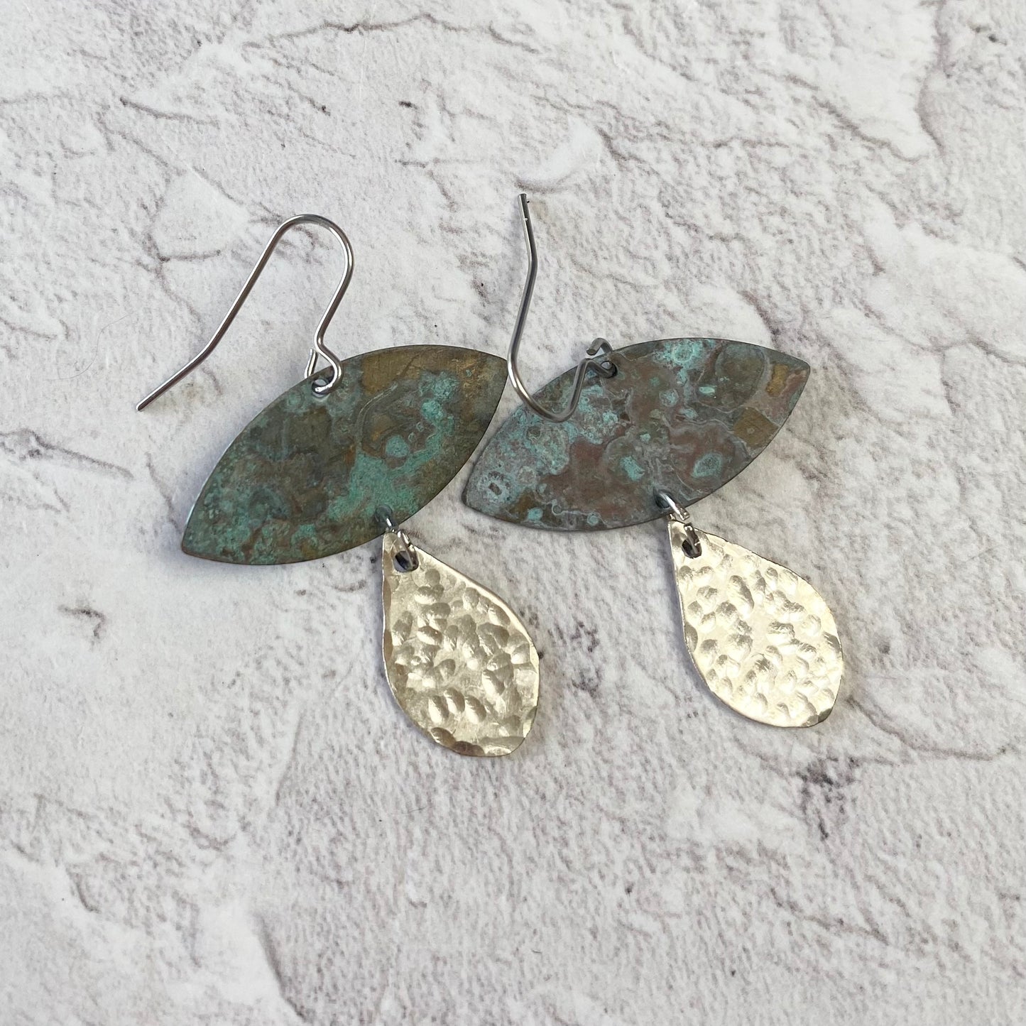 SACRED TEARS Turquoise Patina and Hammered Aluminium