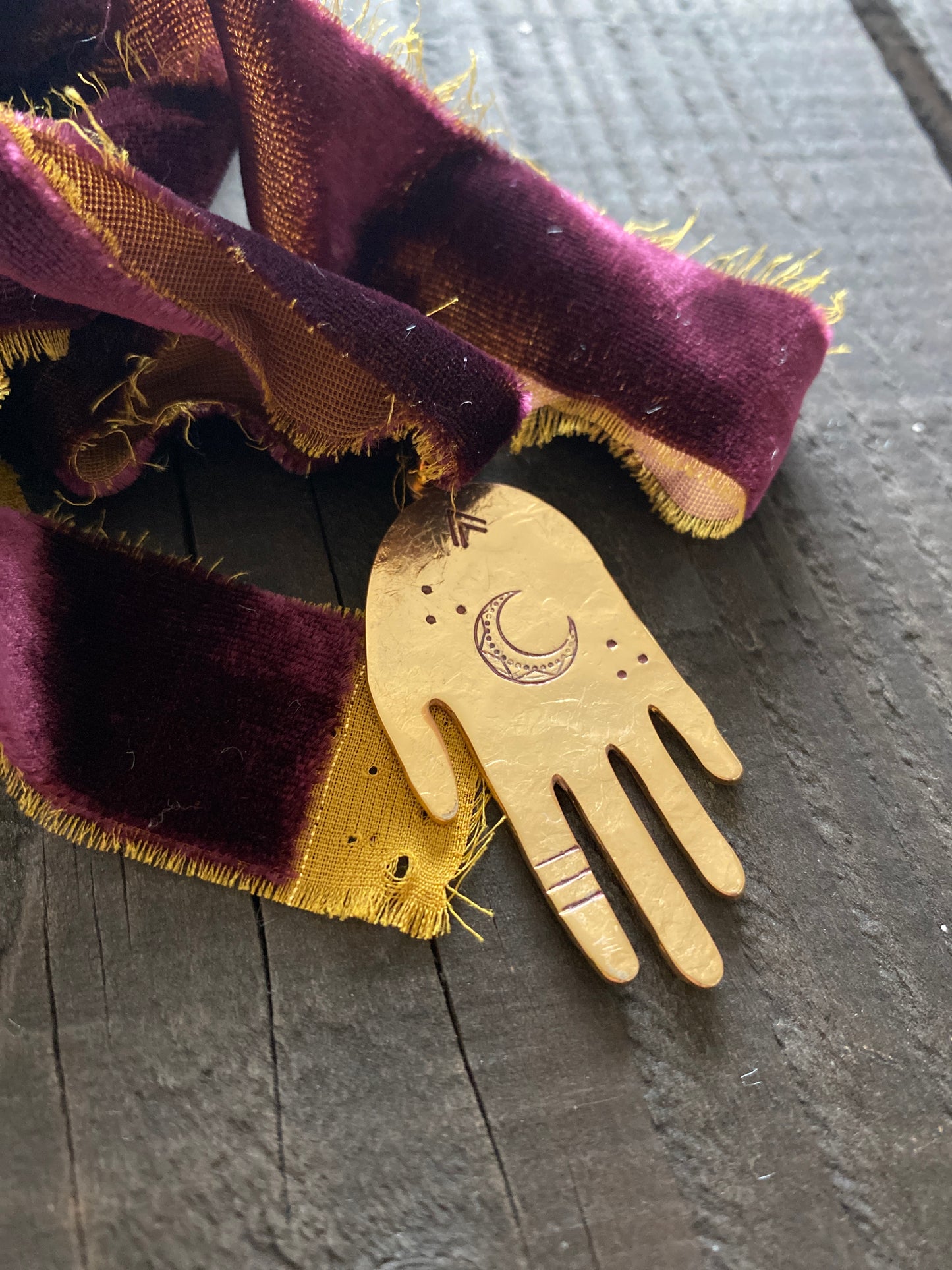 Hand Pendant on Velvet Ribbon