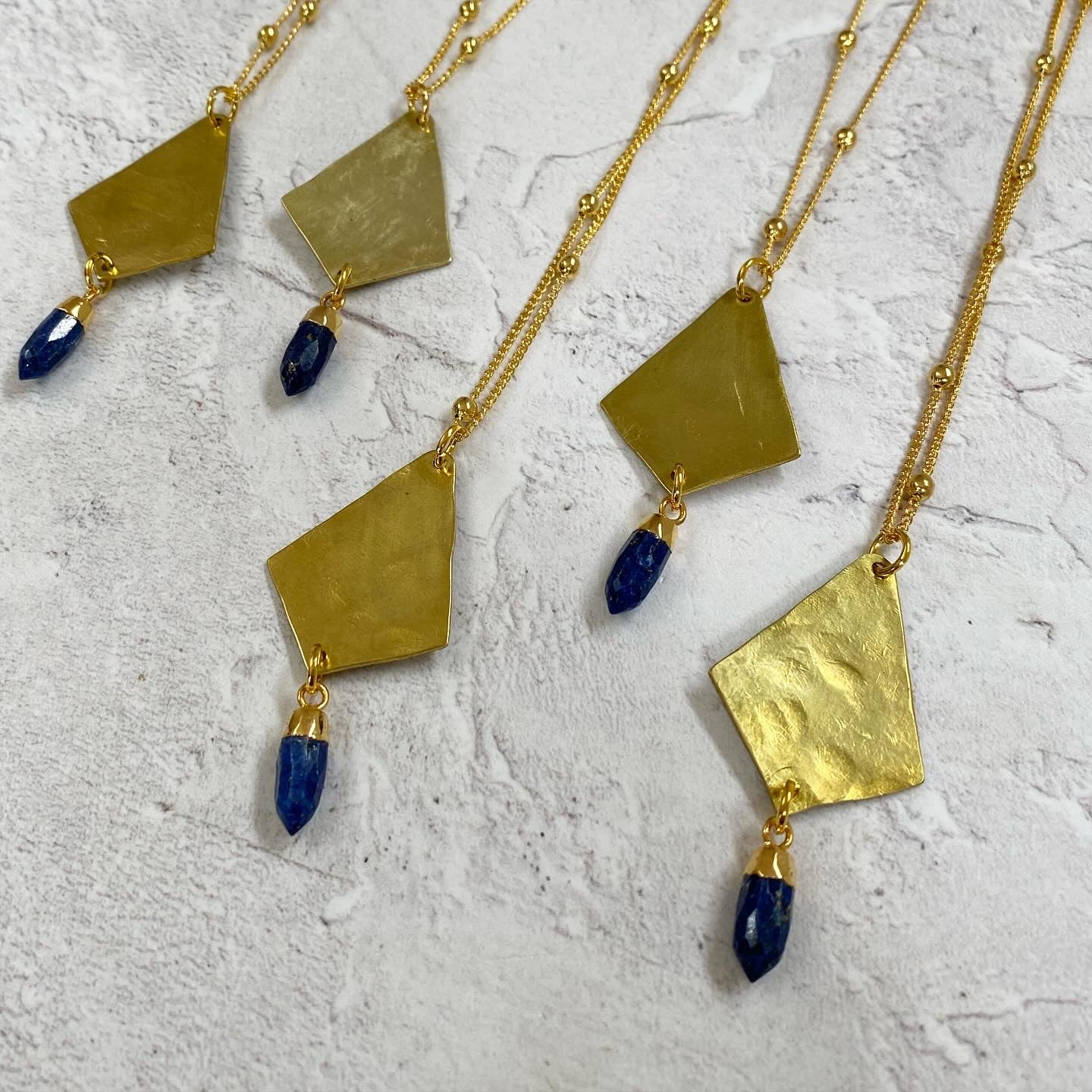 Lapis Lazuli Brass Diamond Necklace