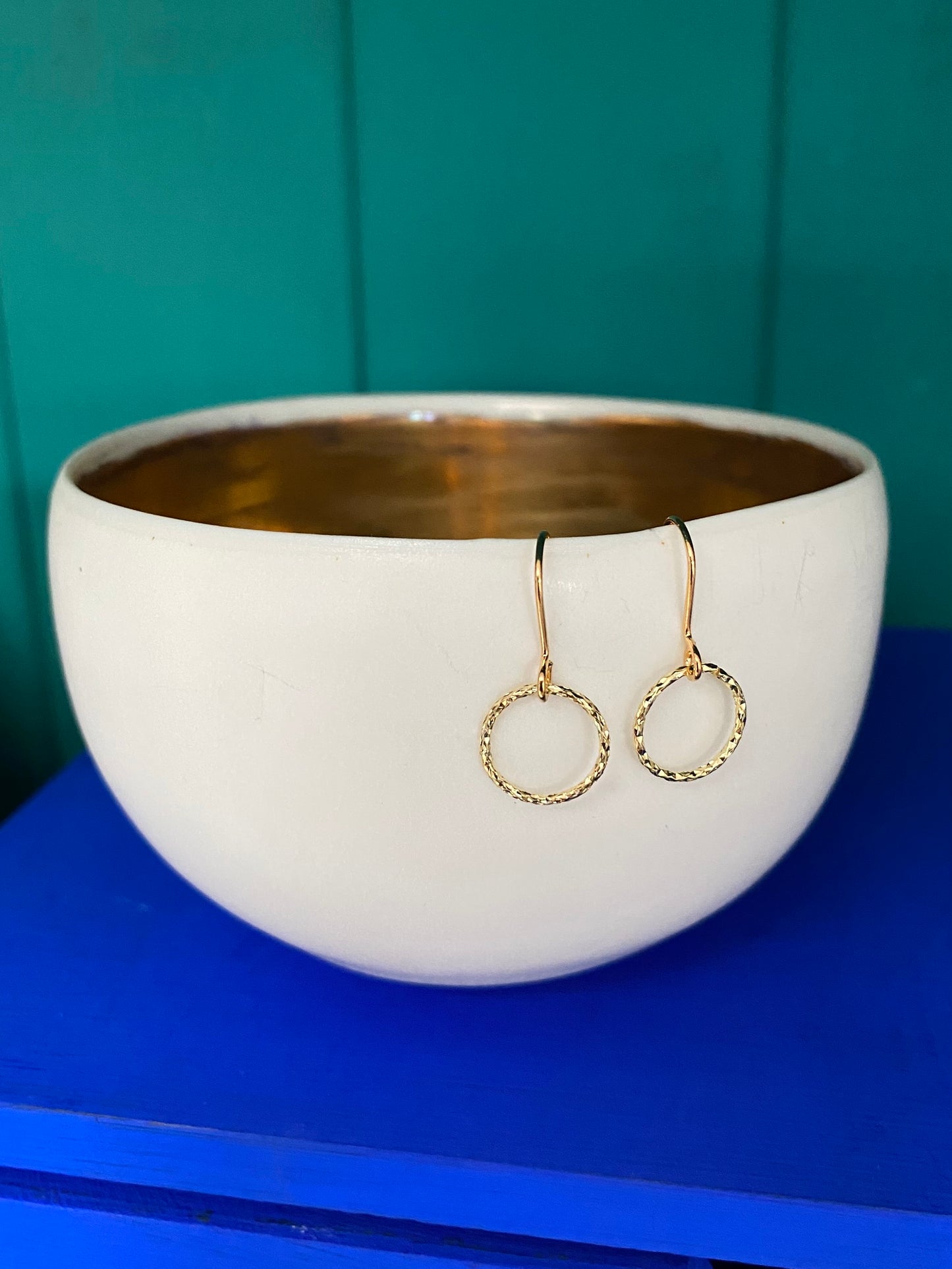 Tiny Golden Diamond Cut Hoops