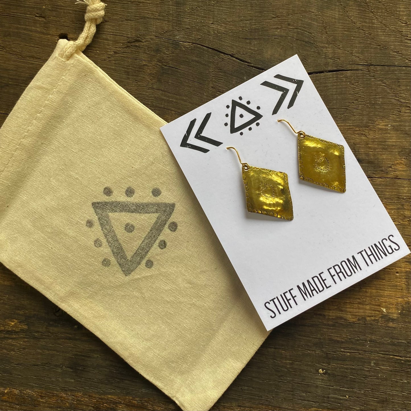 CORAZON Golden Brass Repoussé Earrings