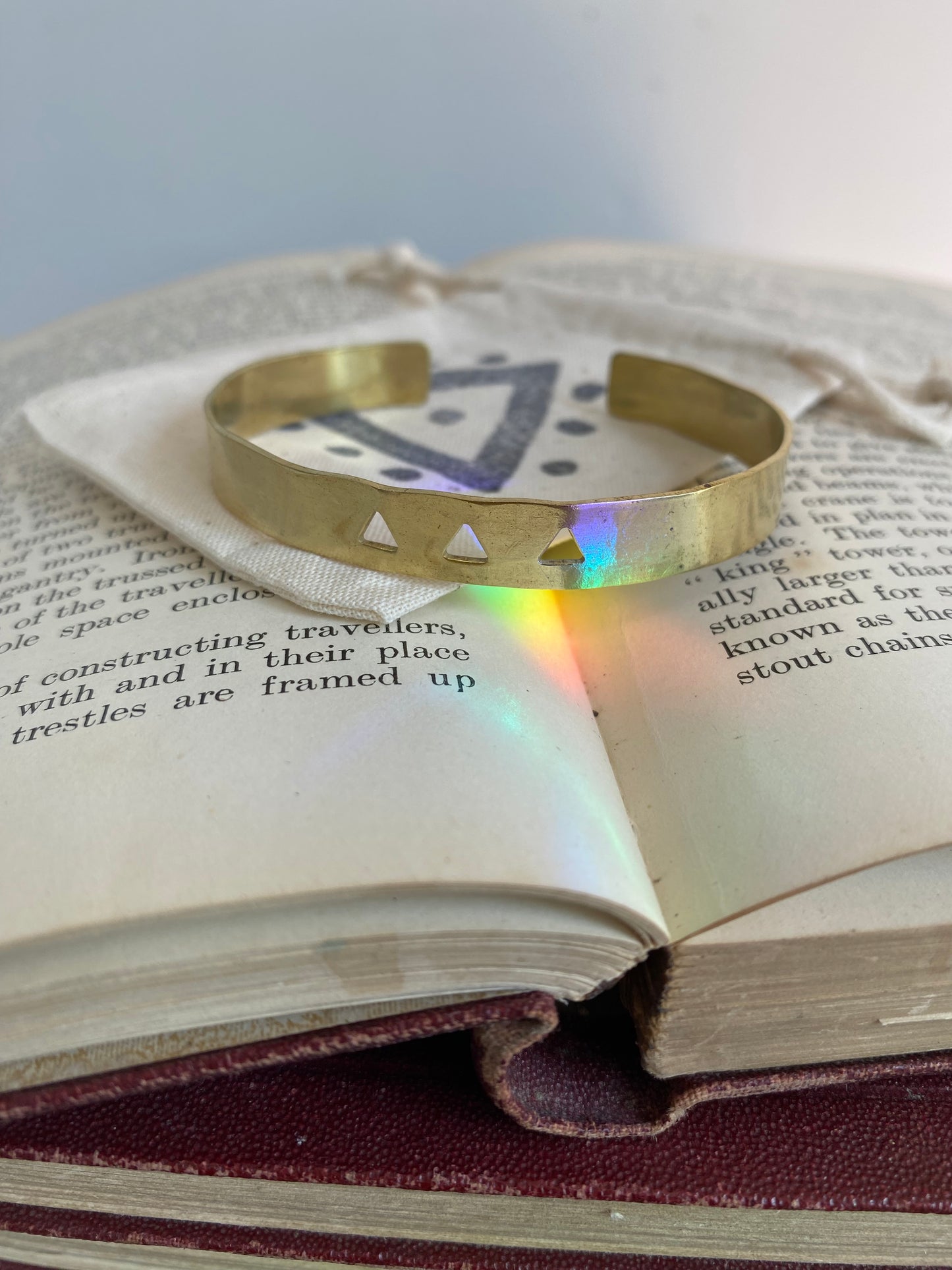 Golden Brass Triangle Cut Out Cuff