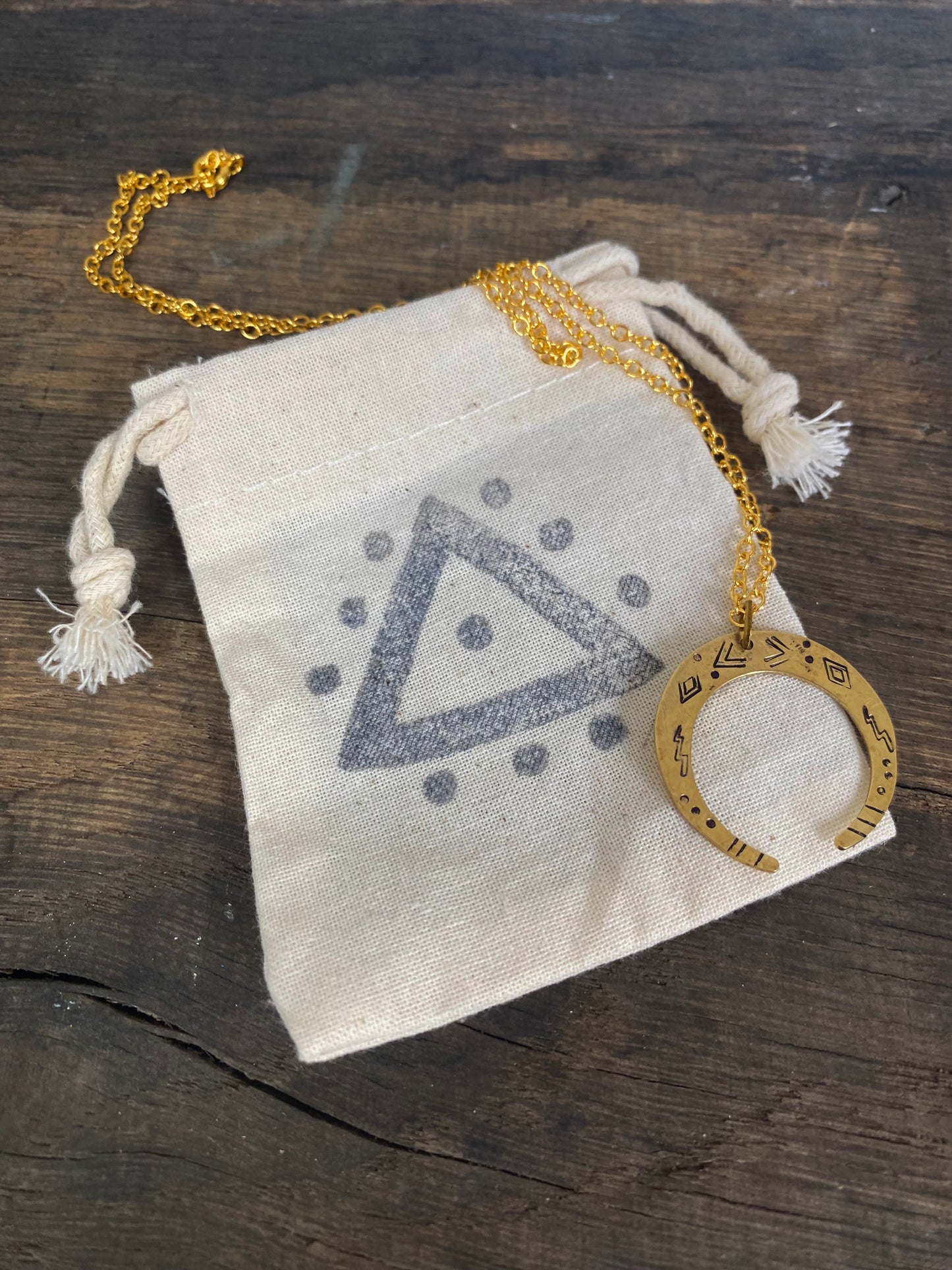 VENUS Moon Raw Brass Necklace