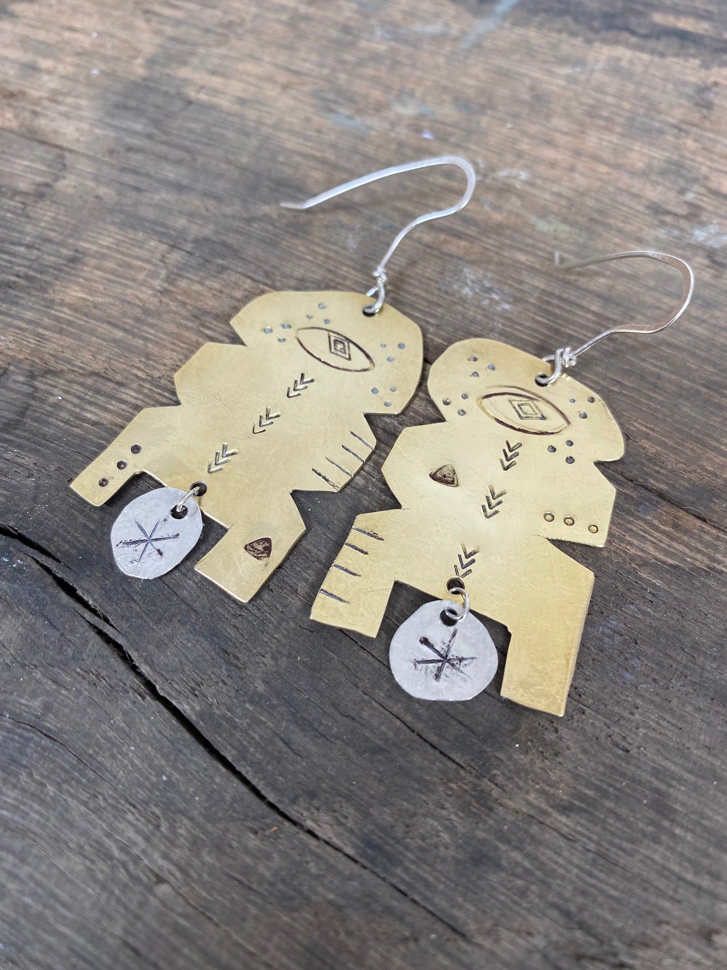 PRIMA Brass and Sterling Silver statement Earrings